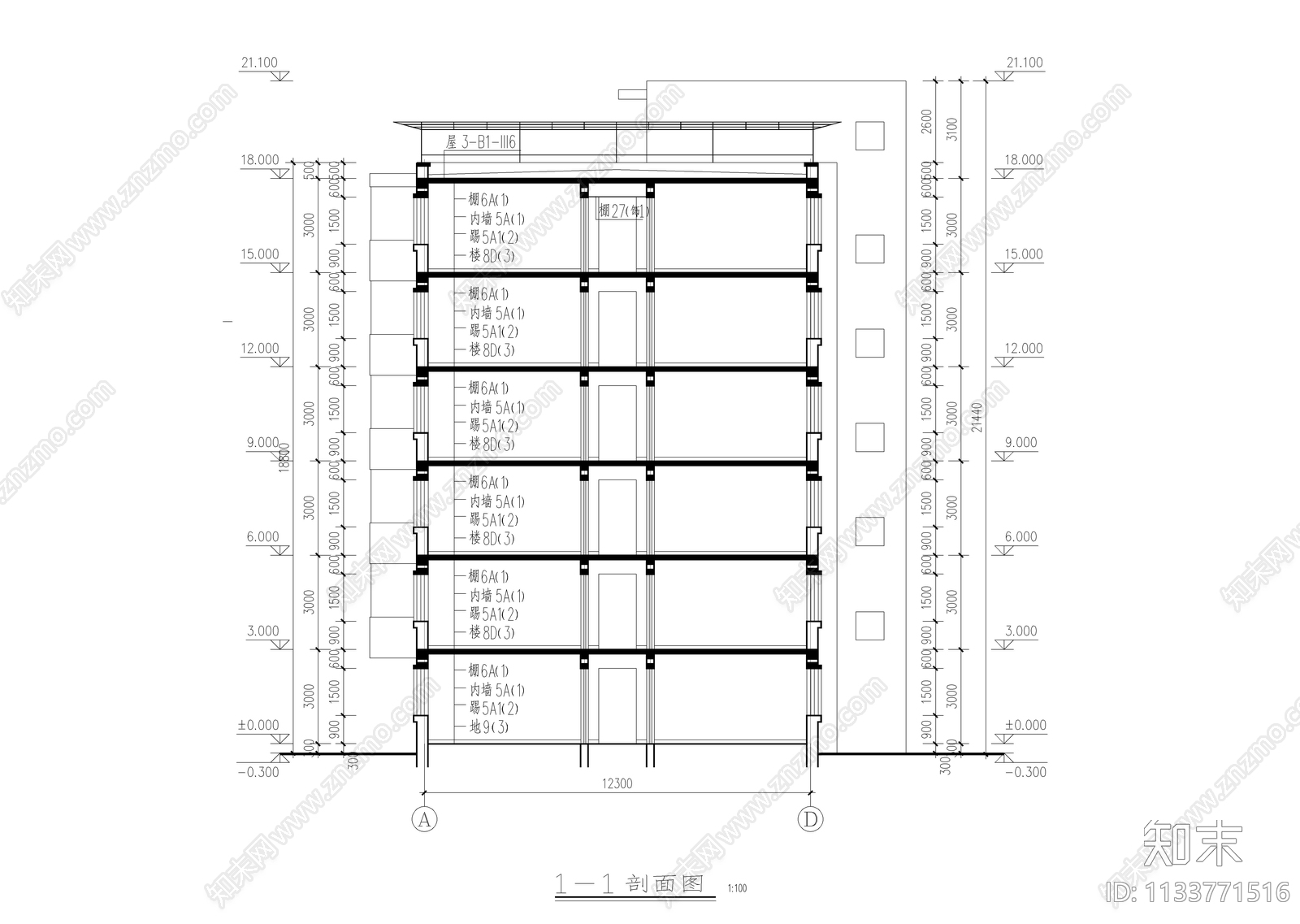 女生公寓楼建筑cad施工图下载【ID:1133771516】