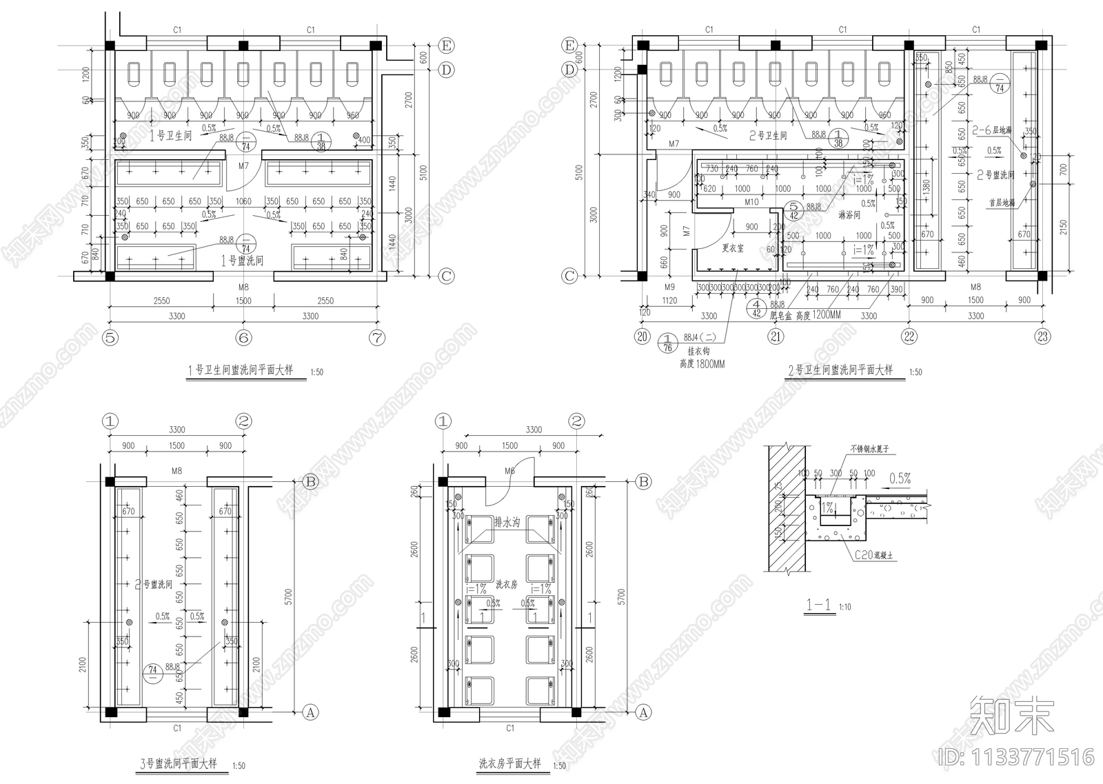 女生公寓楼建筑cad施工图下载【ID:1133771516】