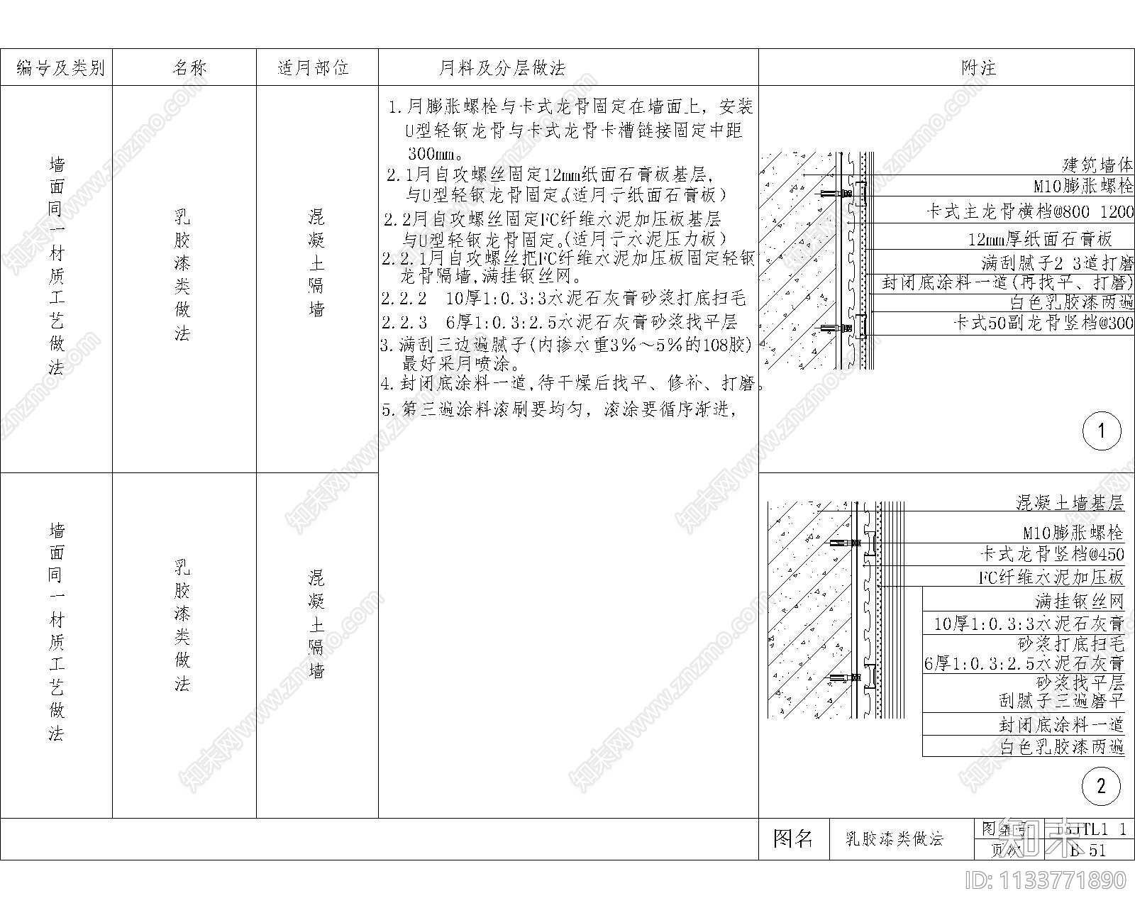 墙面节点大样cad施工图下载【ID:1133771890】