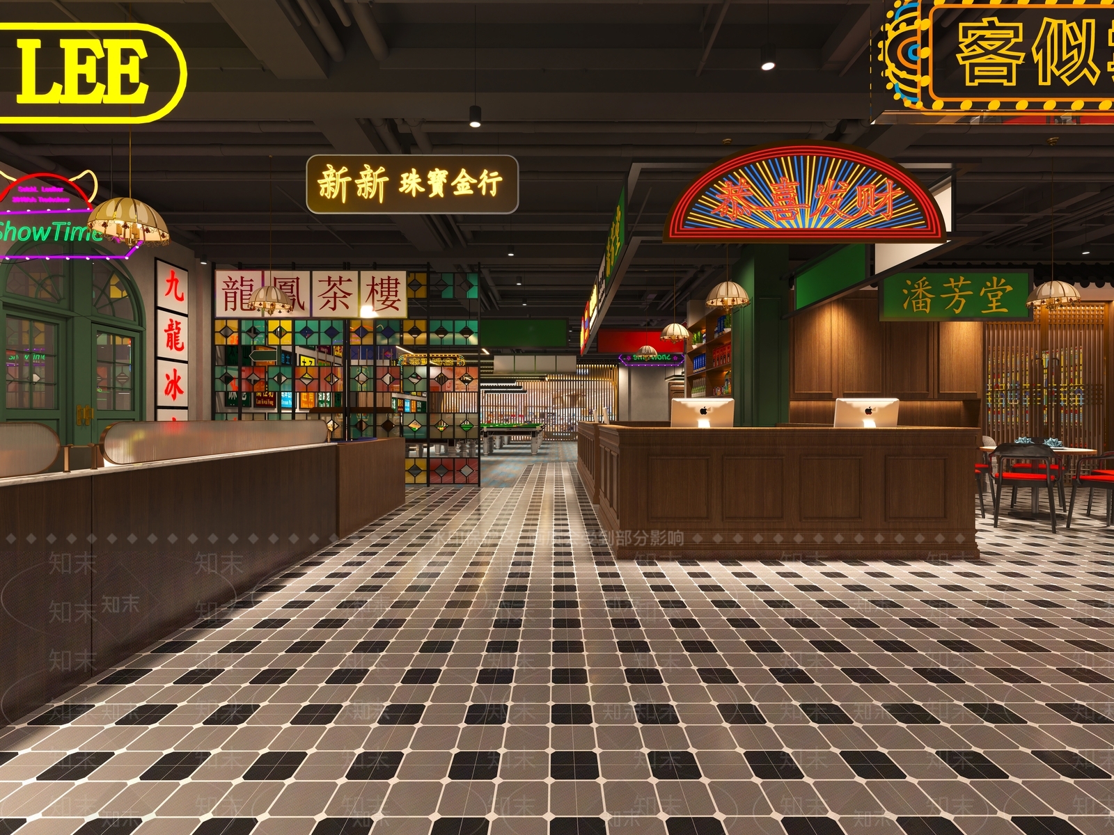 现代复古茶餐厅3D模型下载【ID:1133774999】
