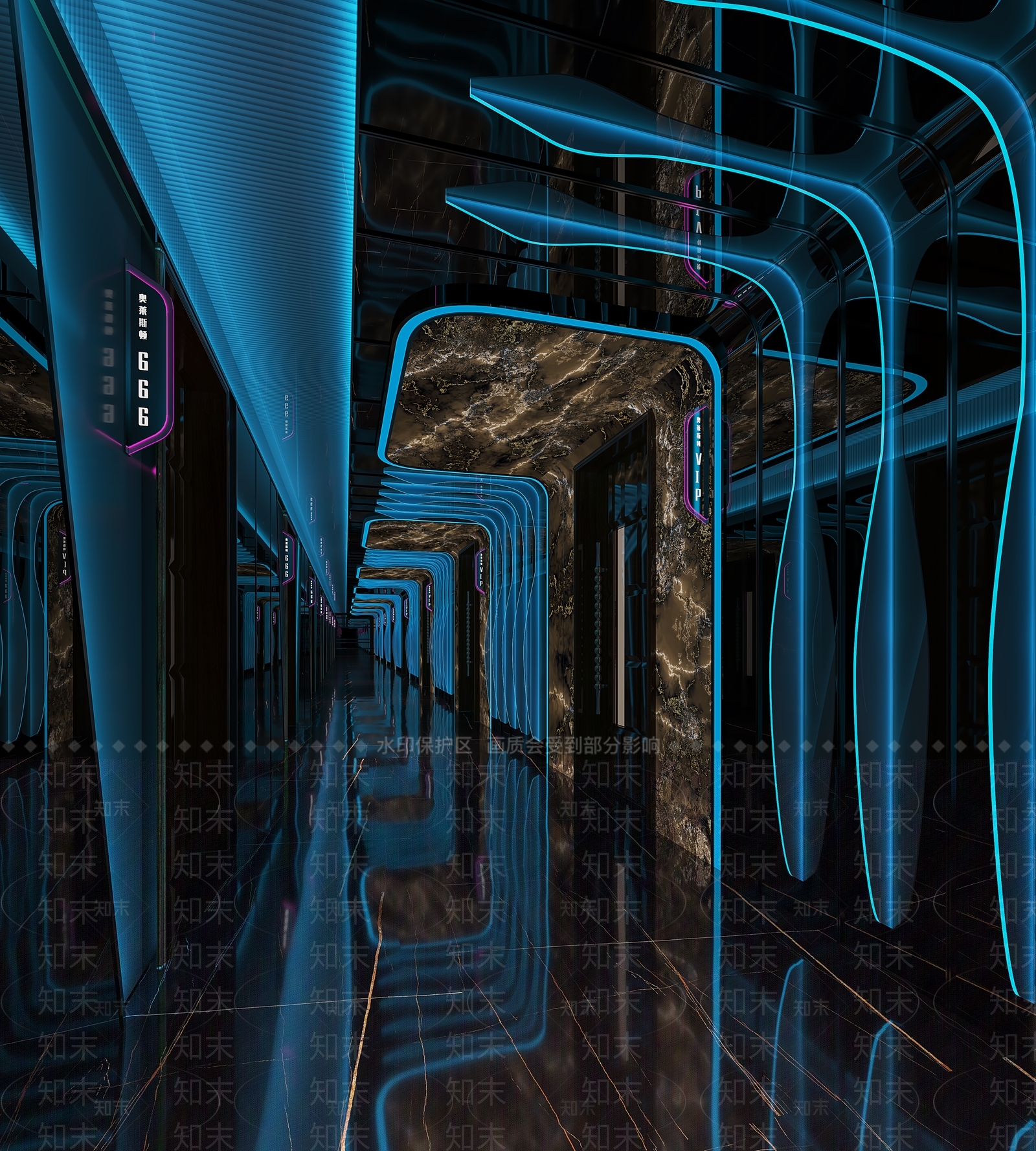 现代KTV过道3D模型下载【ID:1133772187】