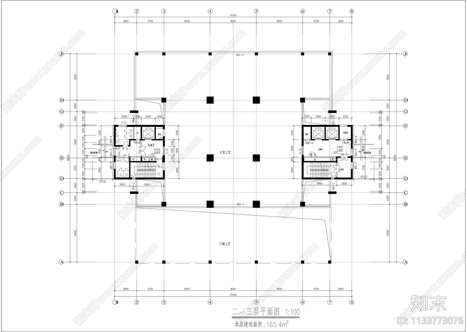 高层办公建筑cad施工图下载【ID:1133773076】