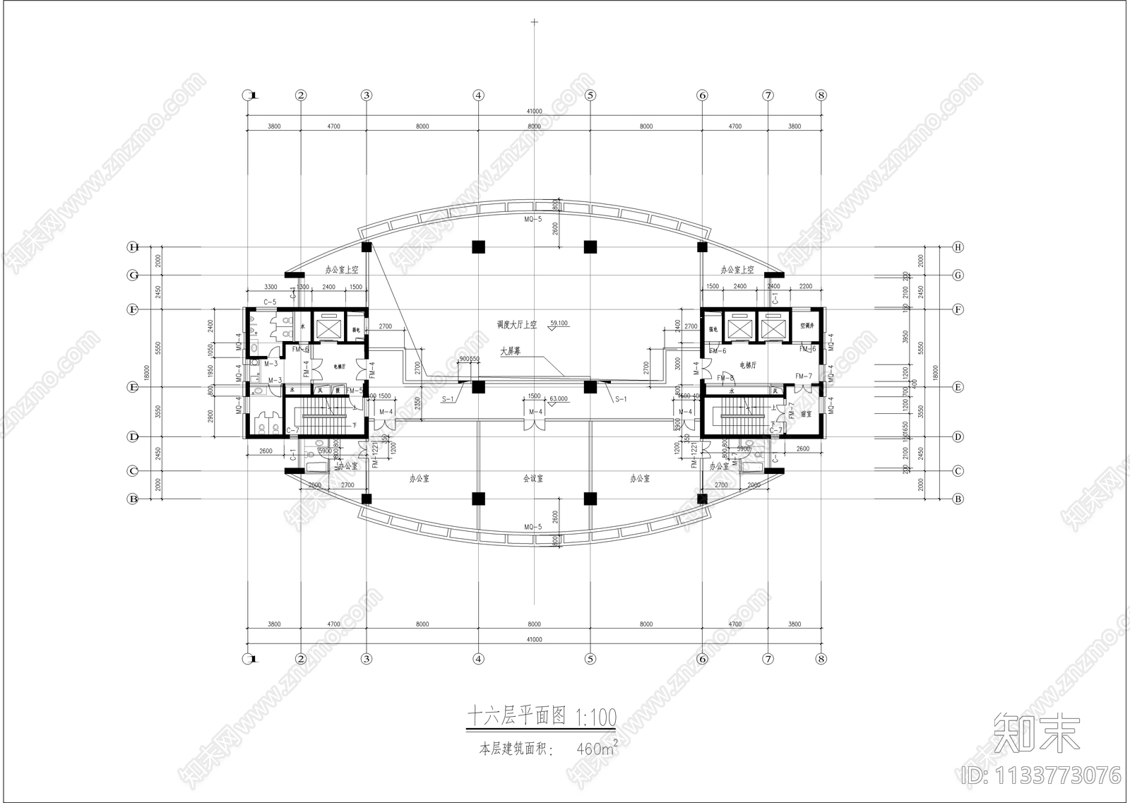 高层办公建筑cad施工图下载【ID:1133773076】