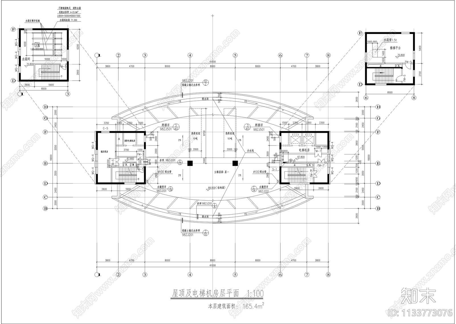 高层办公建筑cad施工图下载【ID:1133773076】