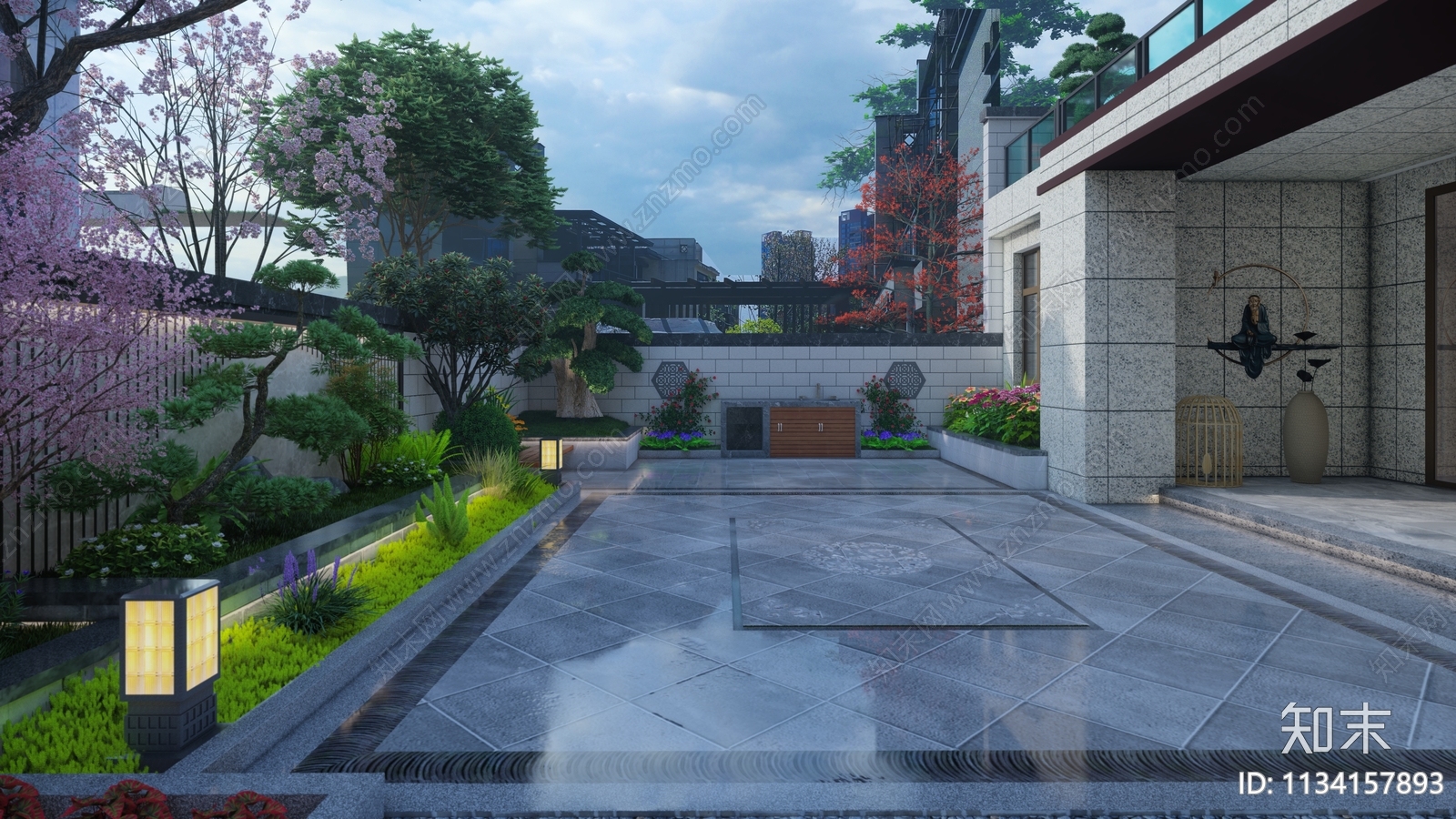 现代屋顶花园SU模型下载【ID:1134157893】