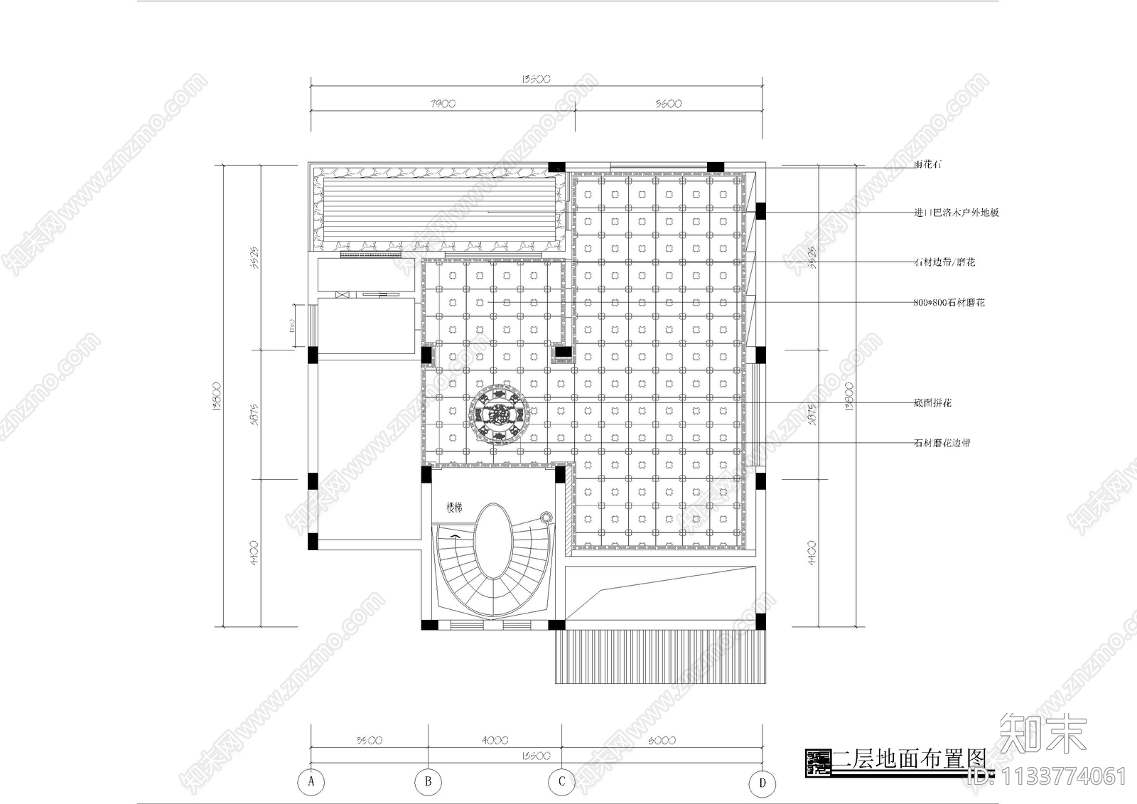 中式别墅室内cad施工图下载【ID:1133774061】