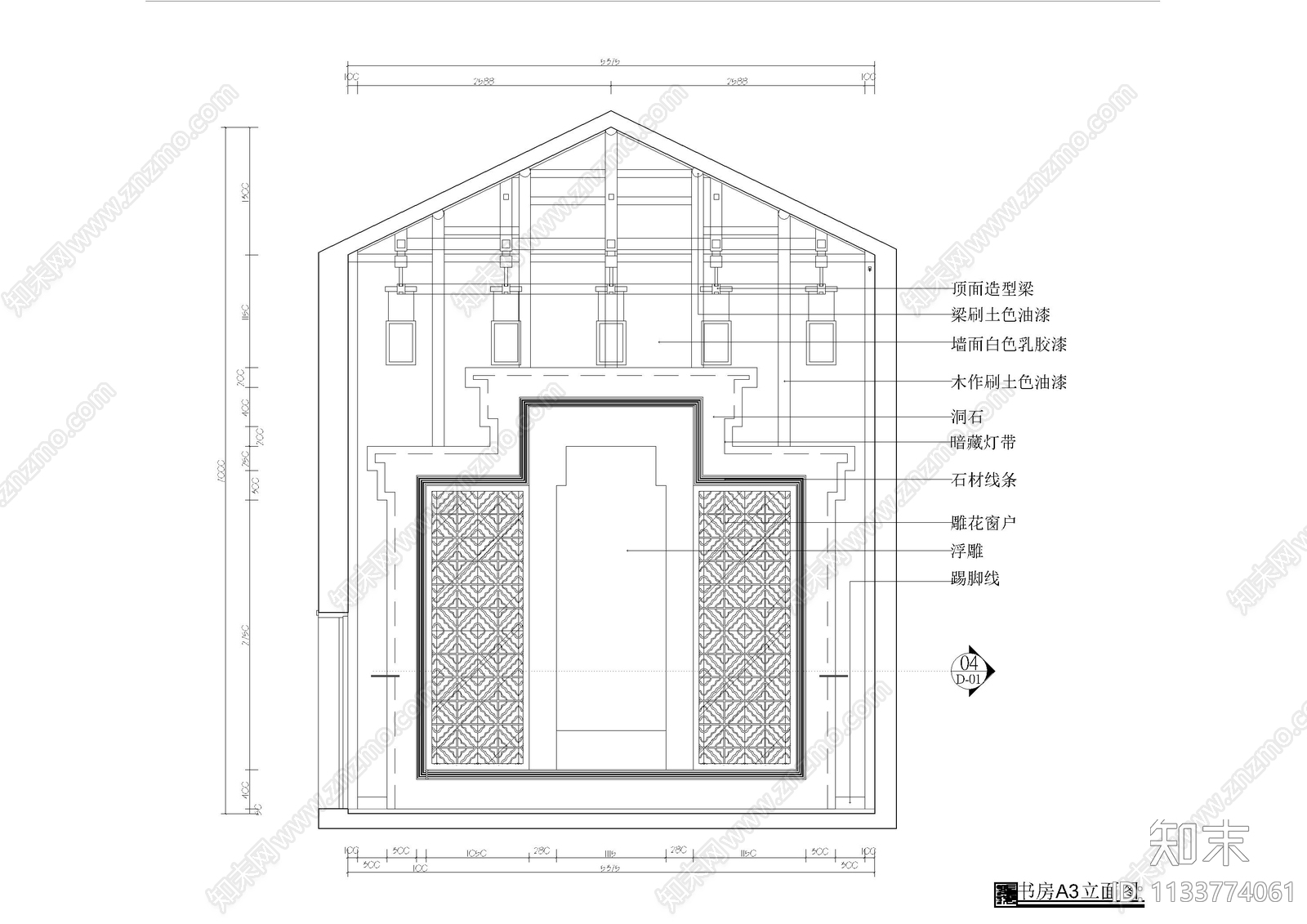 中式别墅室内cad施工图下载【ID:1133774061】