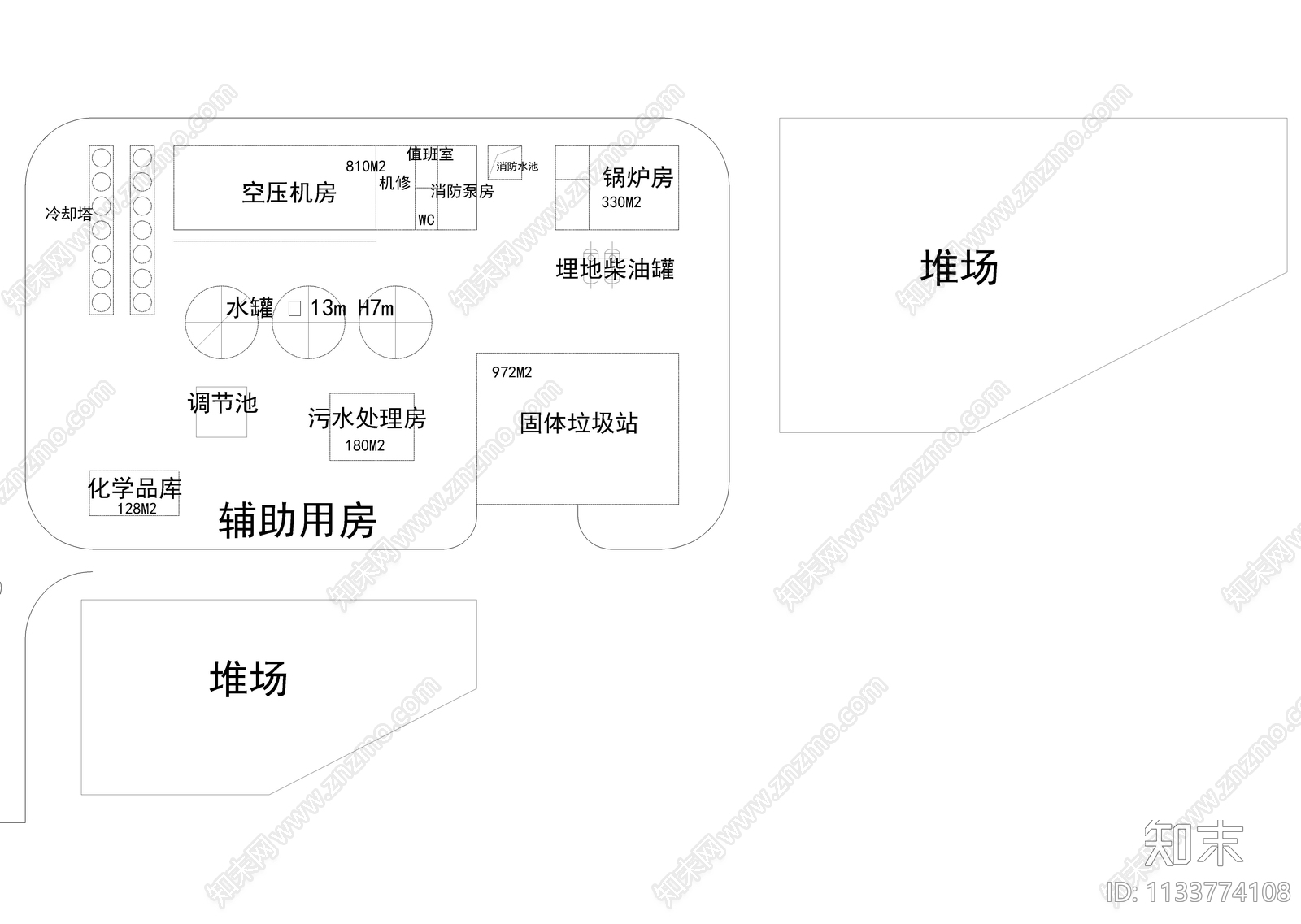 生产基地景观规划平面图cad施工图下载【ID:1133774108】