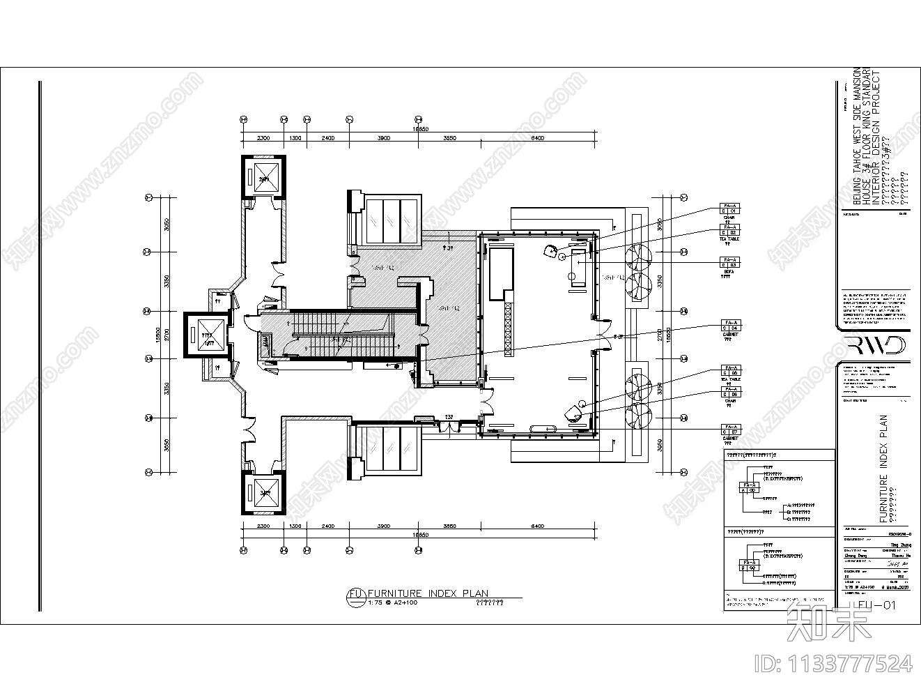 现代轻奢住宅楼大厅效果图cad施工图下载【ID:1133777524】