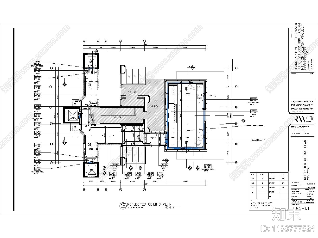 现代轻奢住宅楼大厅效果图cad施工图下载【ID:1133777524】