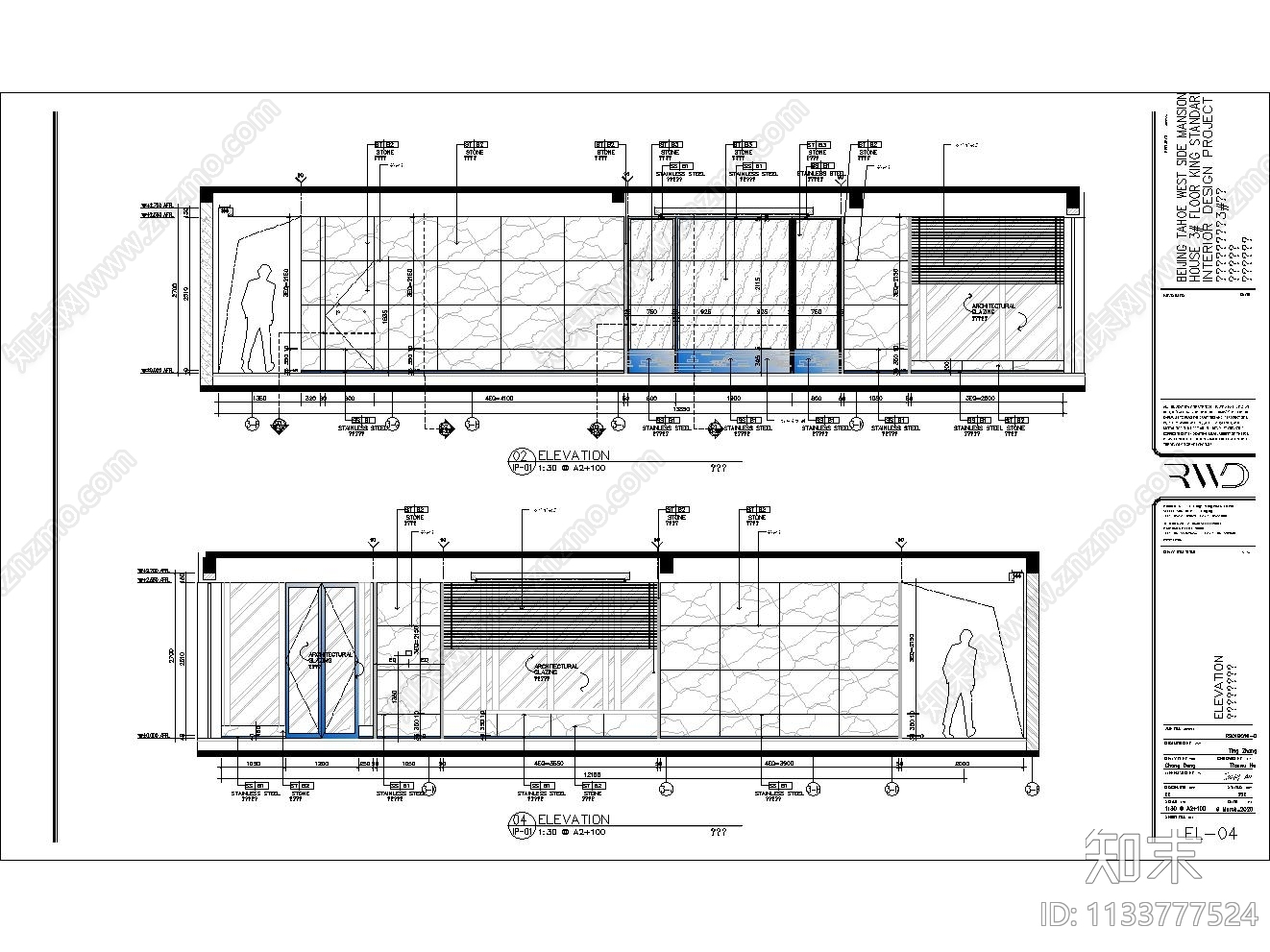 现代轻奢住宅楼大厅效果图cad施工图下载【ID:1133777524】