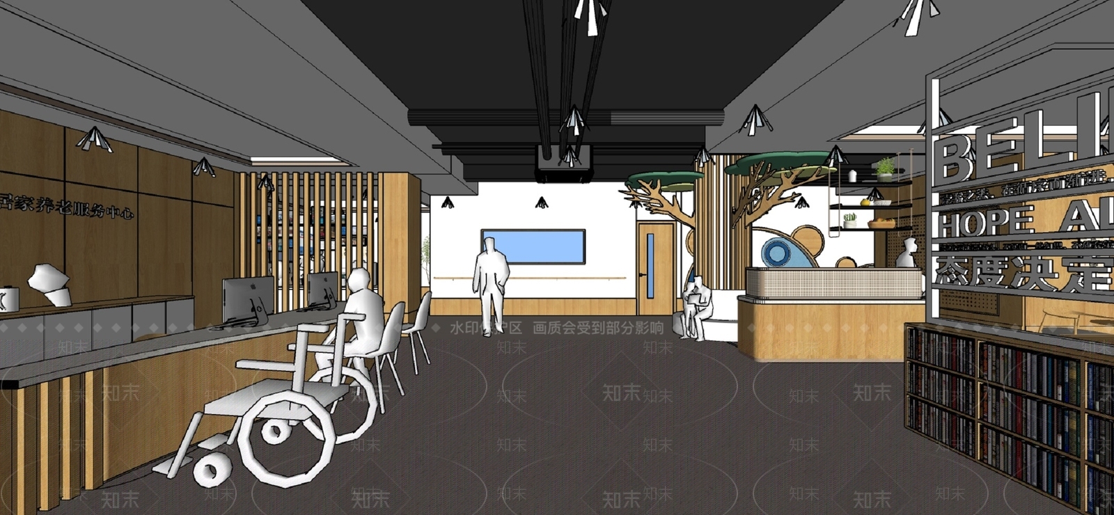 现代办事大厅SU模型下载【ID:1133779363】