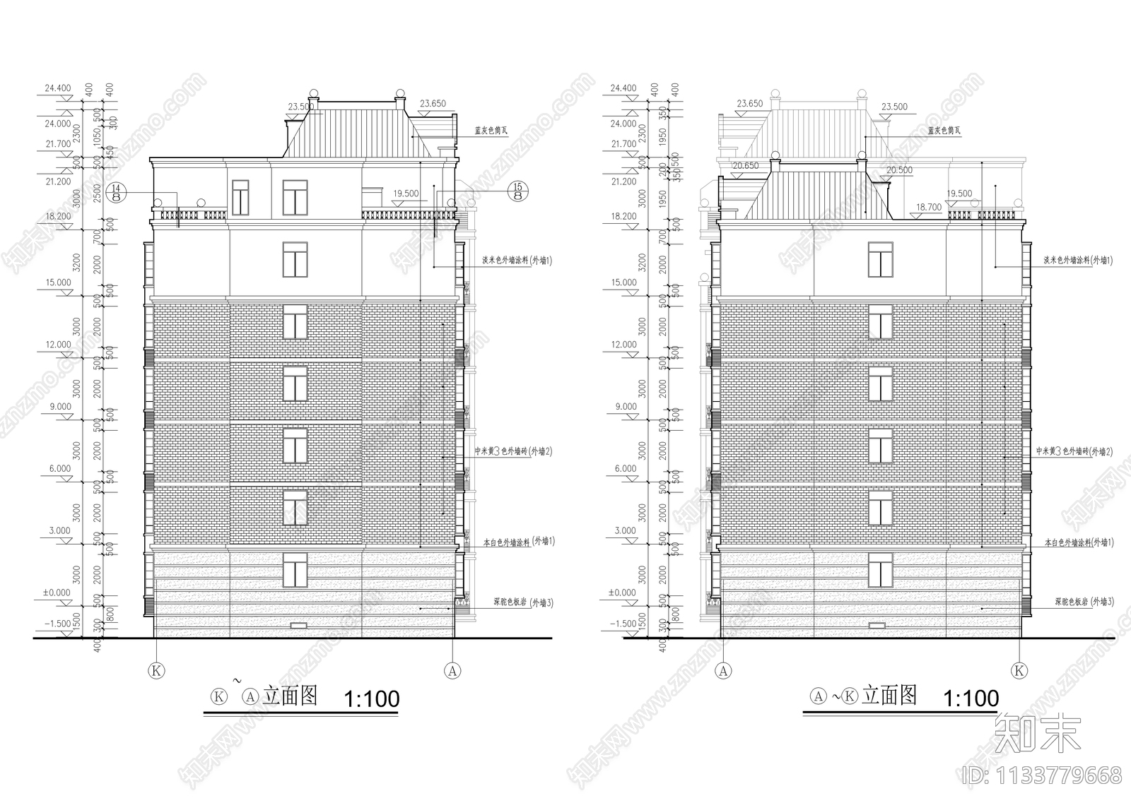 欧式多层建筑cad施工图下载【ID:1133779668】