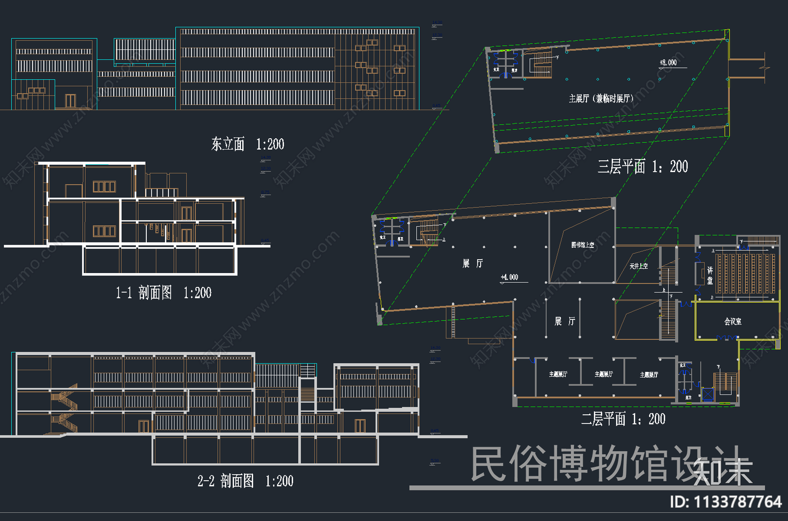 70套博物馆展览馆建筑cad施工图下载【ID:1133787764】