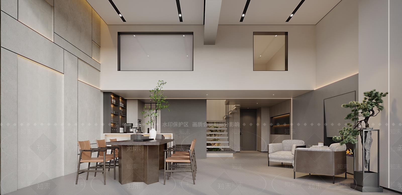 现代loft办公室茶水间3D模型下载【ID:1133798810】
