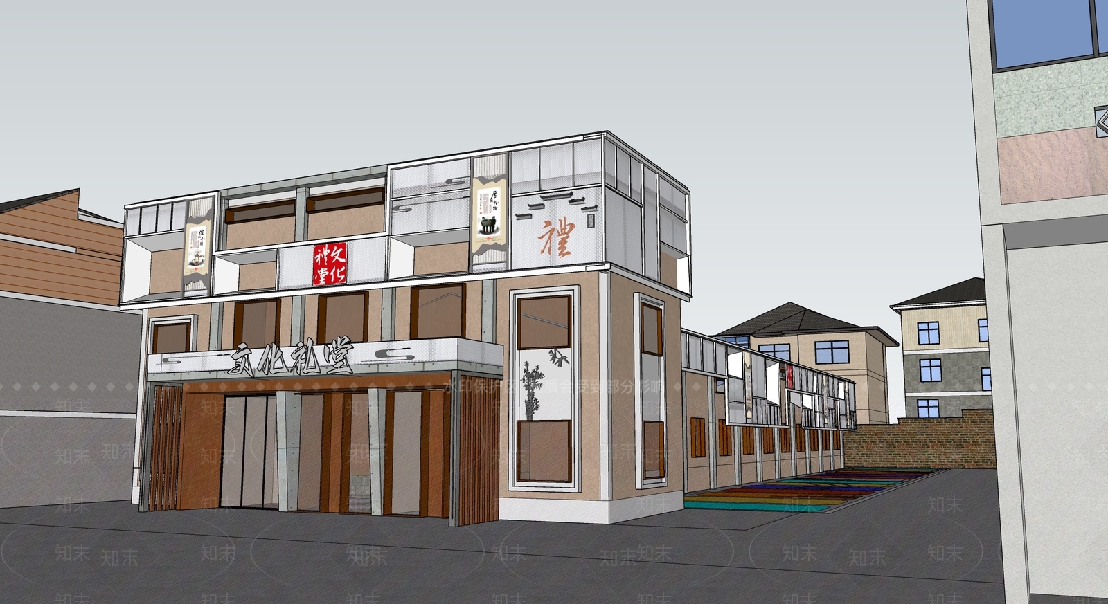 现代大礼堂建筑SU模型下载【ID:1133804634】