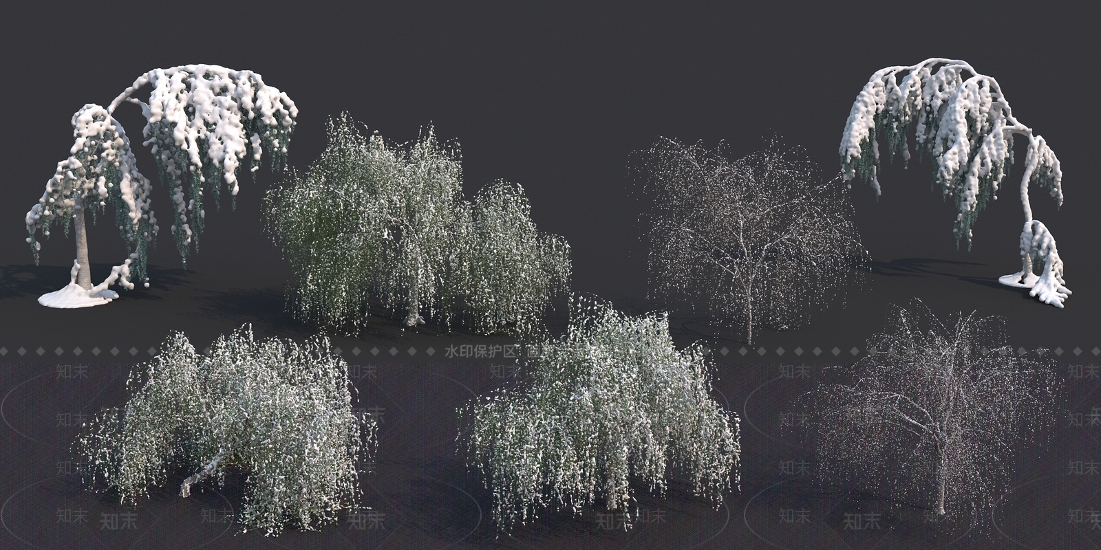 雪景柳树3D模型下载【ID:1133807198】