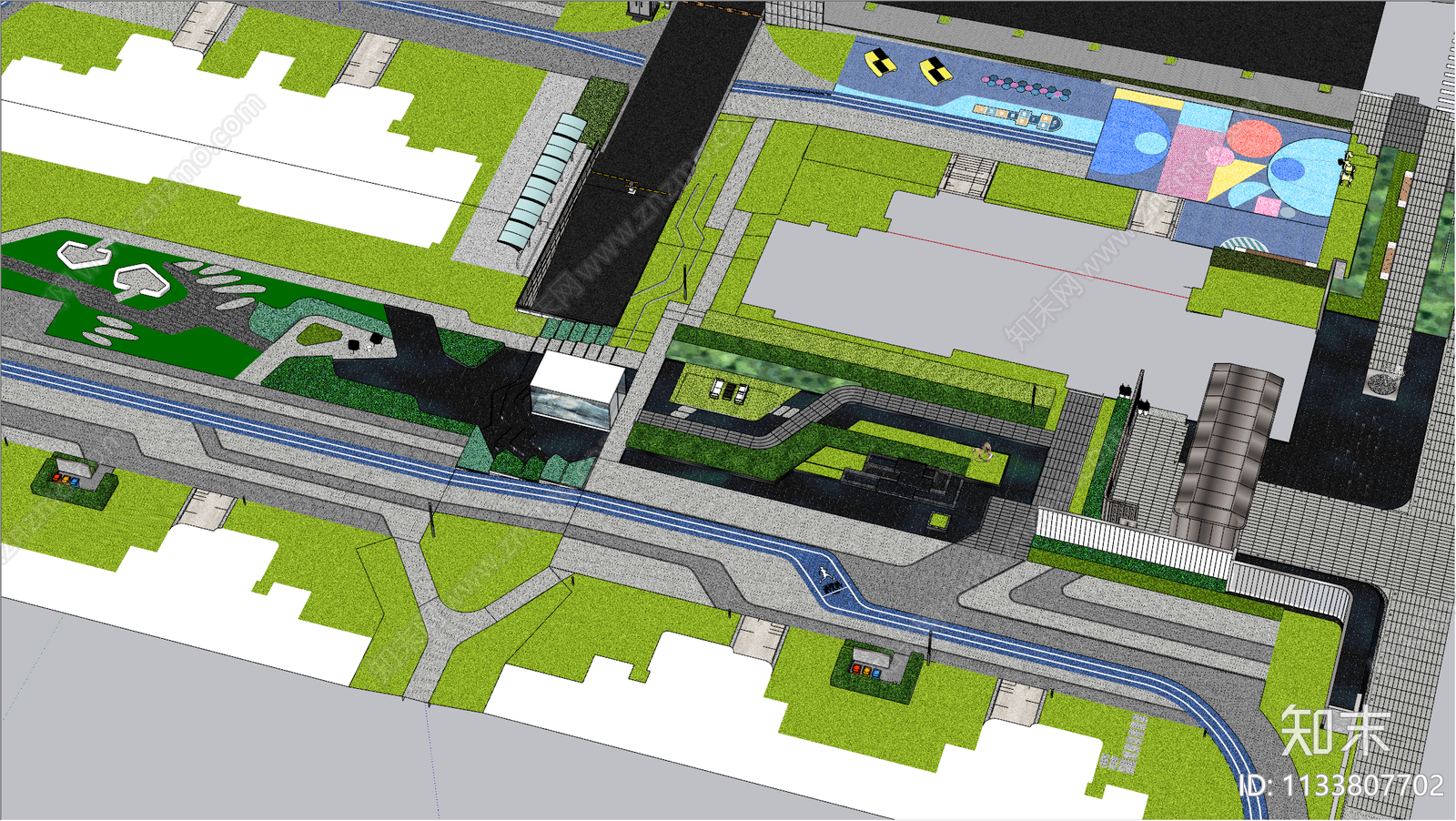 现代小区景观SU模型下载【ID:1133807702】