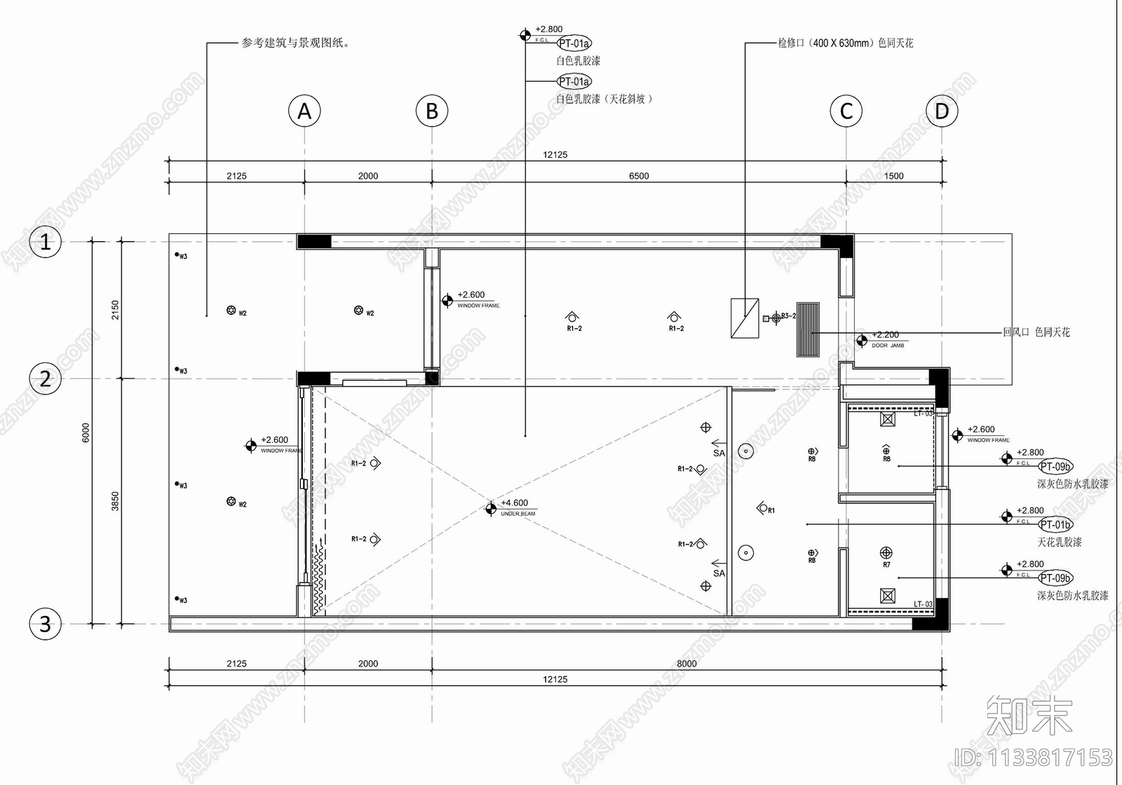 度假酒店池畔客房cad施工图下载【ID:1133817153】