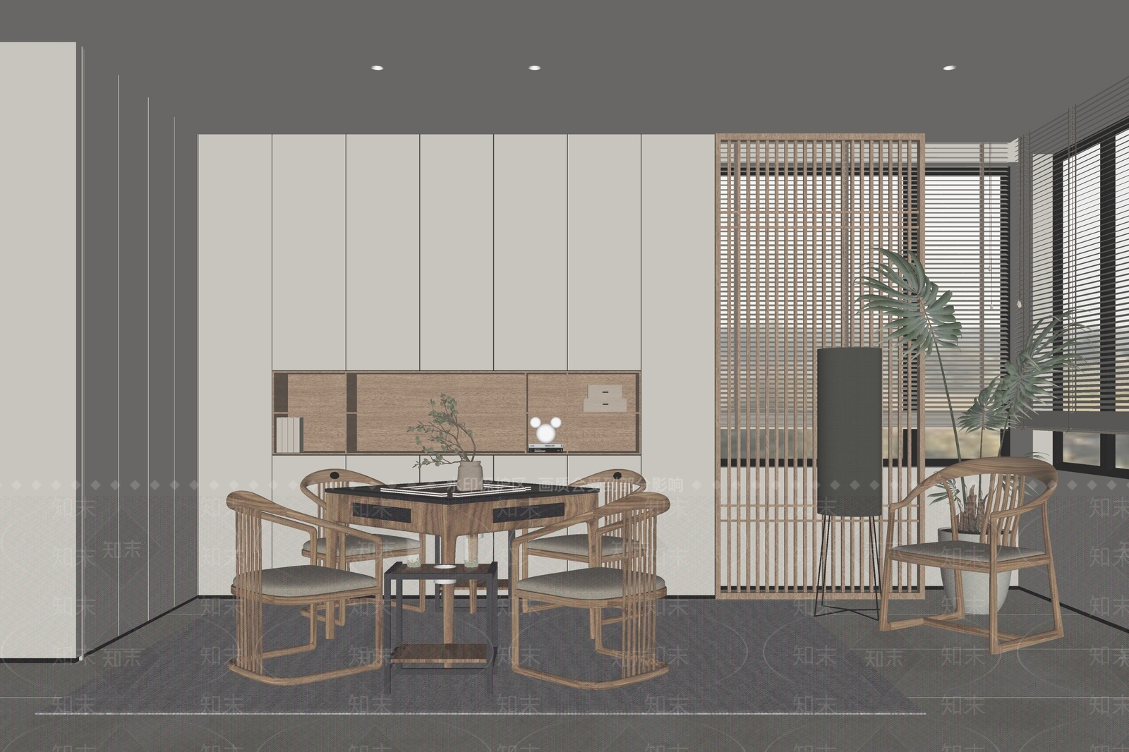 新中式棋牌室SU模型下载【ID:1133818819】