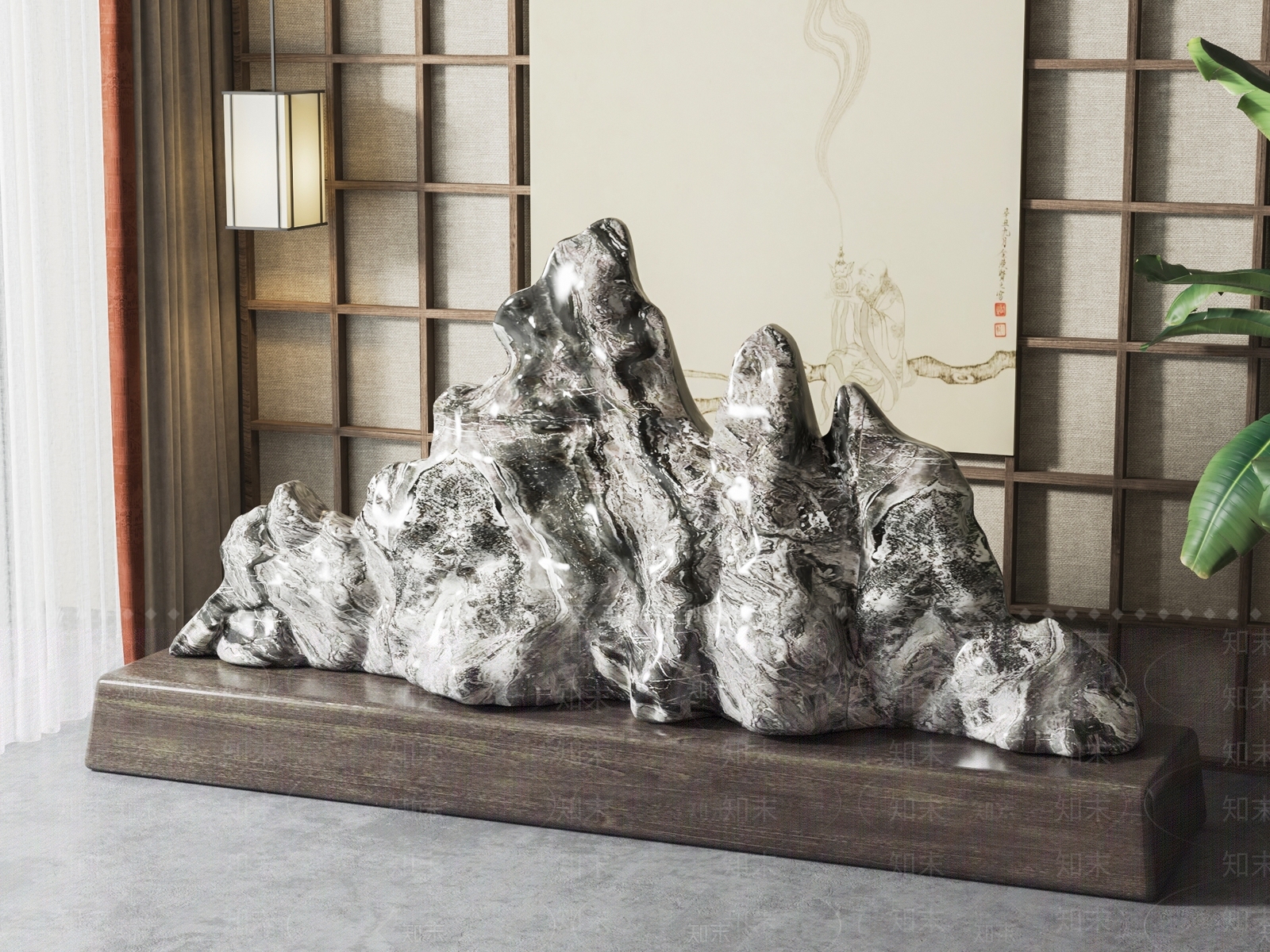 新中式假山石头摆件3D模型下载【ID:1133819401】