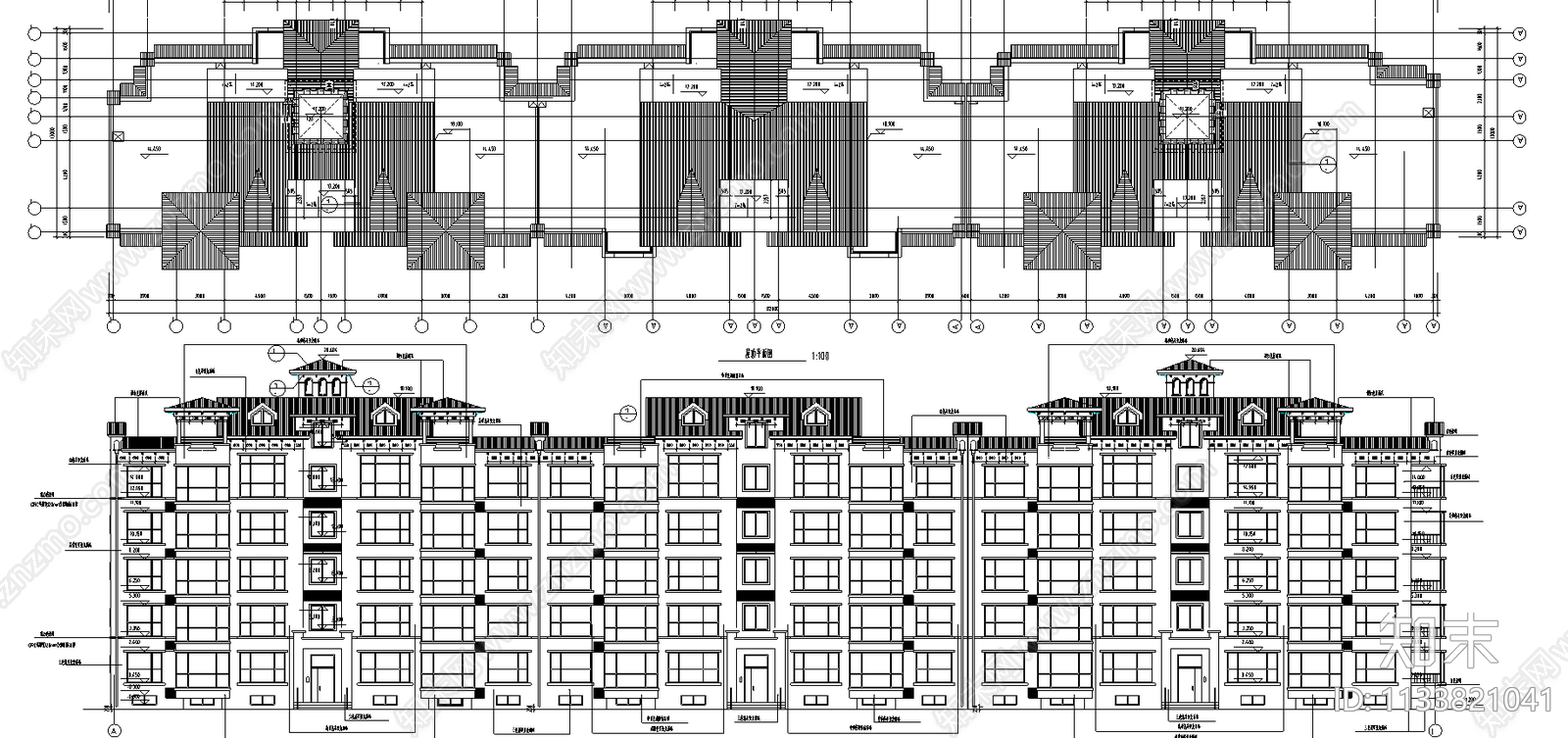 五层商品住宅建筑cad施工图下载【ID:1133821041】