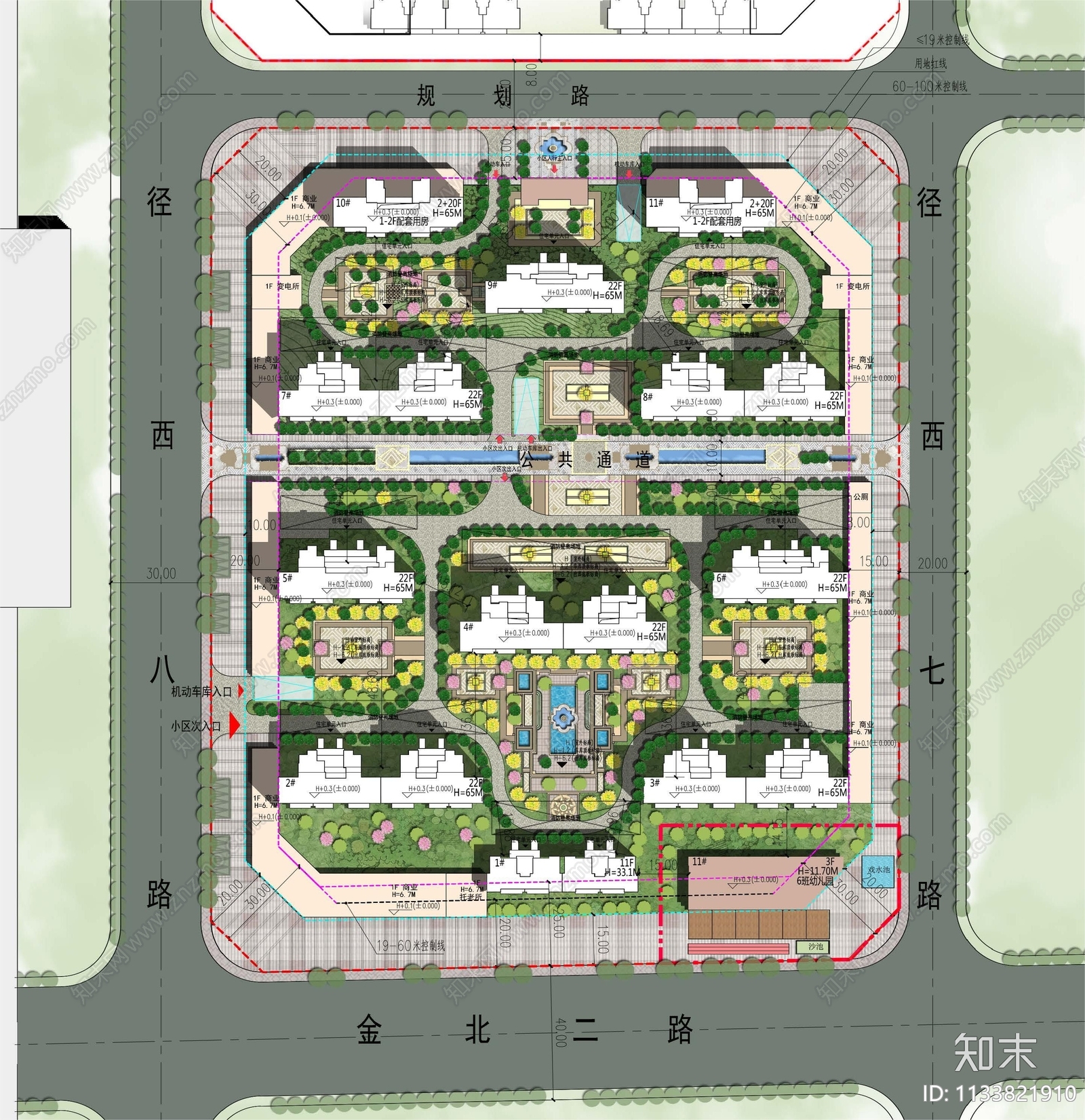 住宅小区建筑规划总平面图施工图下载【ID:1133821910】