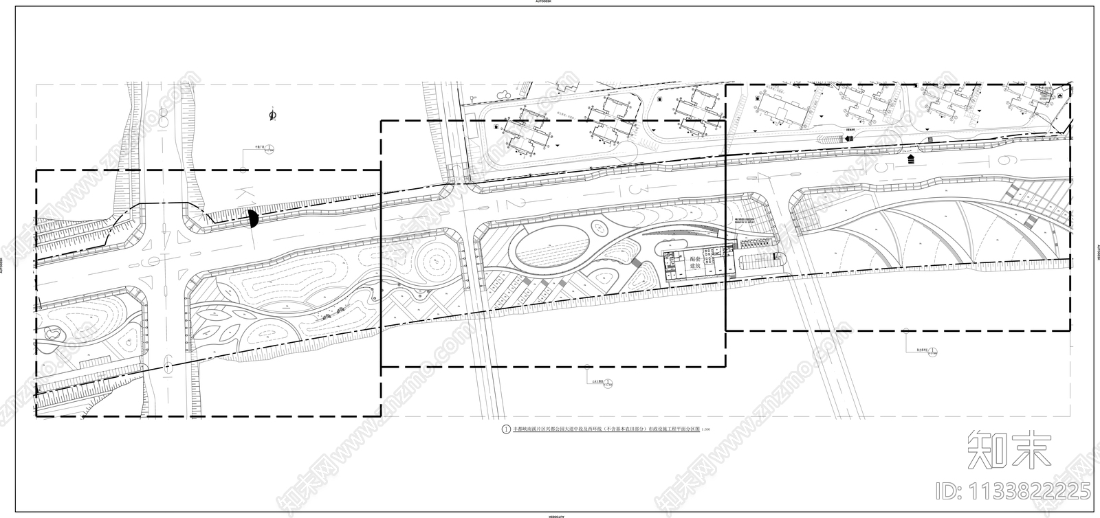 道路景观平面图cad施工图下载【ID:1133822225】