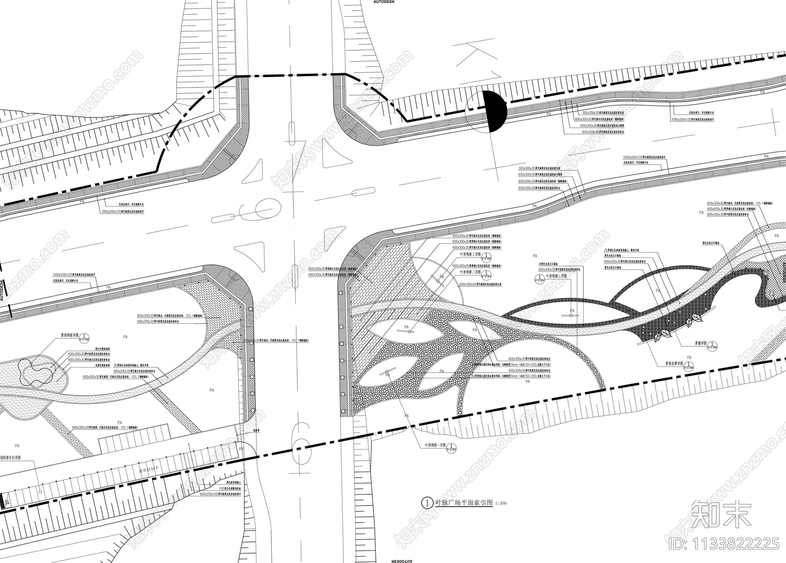 道路景观平面图cad施工图下载【ID:1133822225】