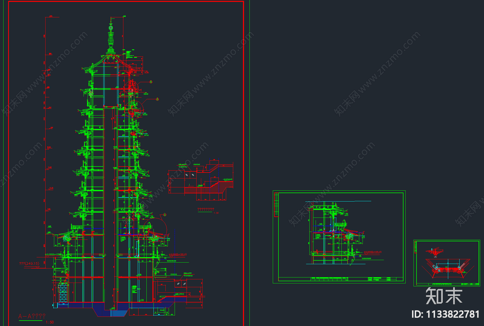 12套精品古塔佛塔建筑cad施工图下载【ID:1133822781】