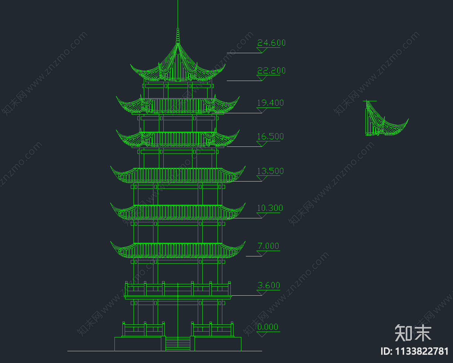 12套精品古塔佛塔建筑cad施工图下载【ID:1133822781】