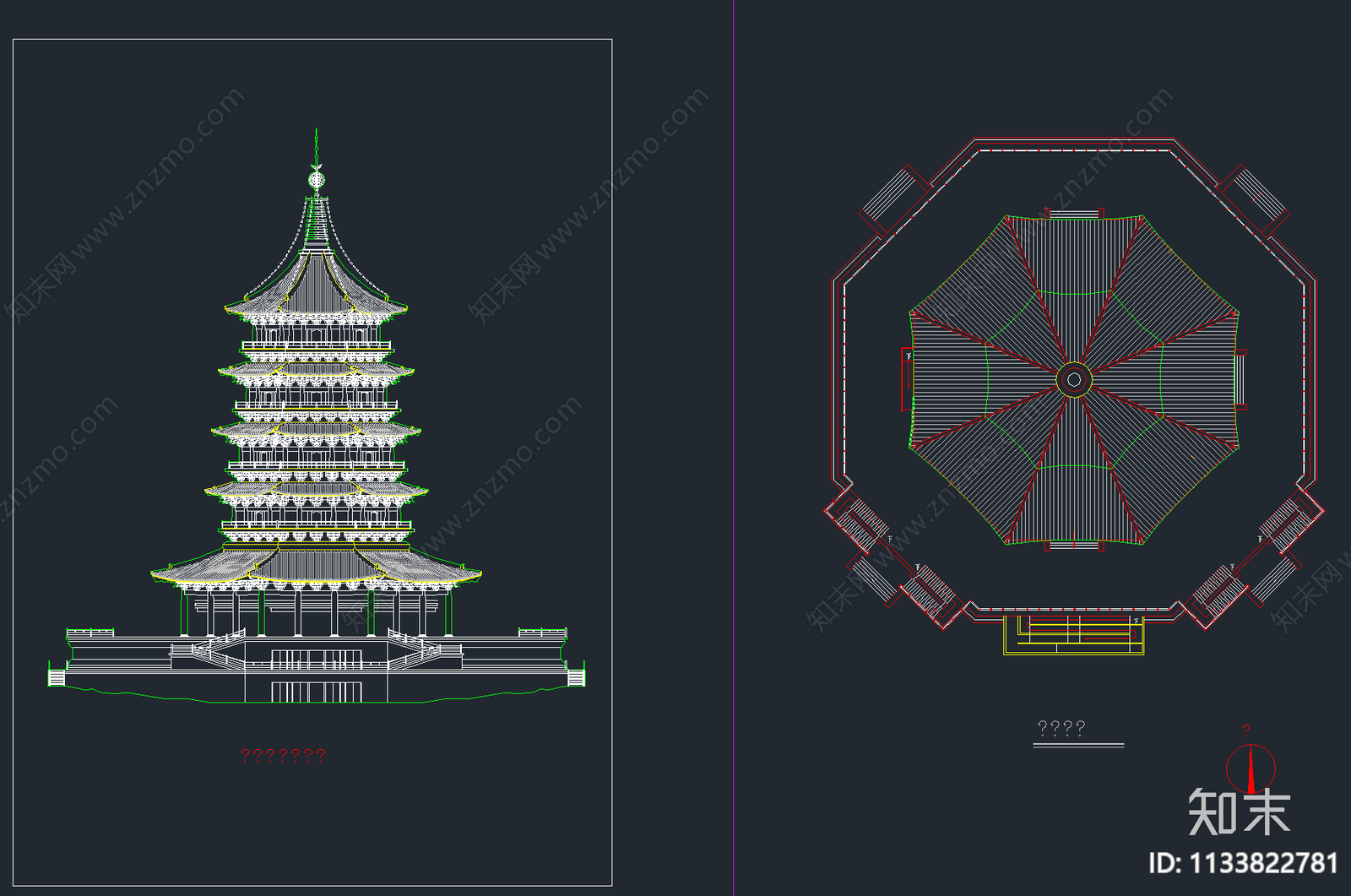 12套精品古塔佛塔建筑cad施工图下载【ID:1133822781】