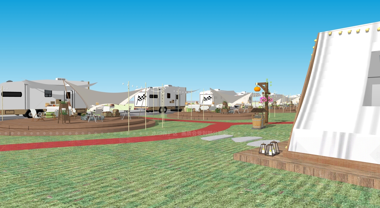 现代房车露营营地SU模型下载【ID:1133824243】
