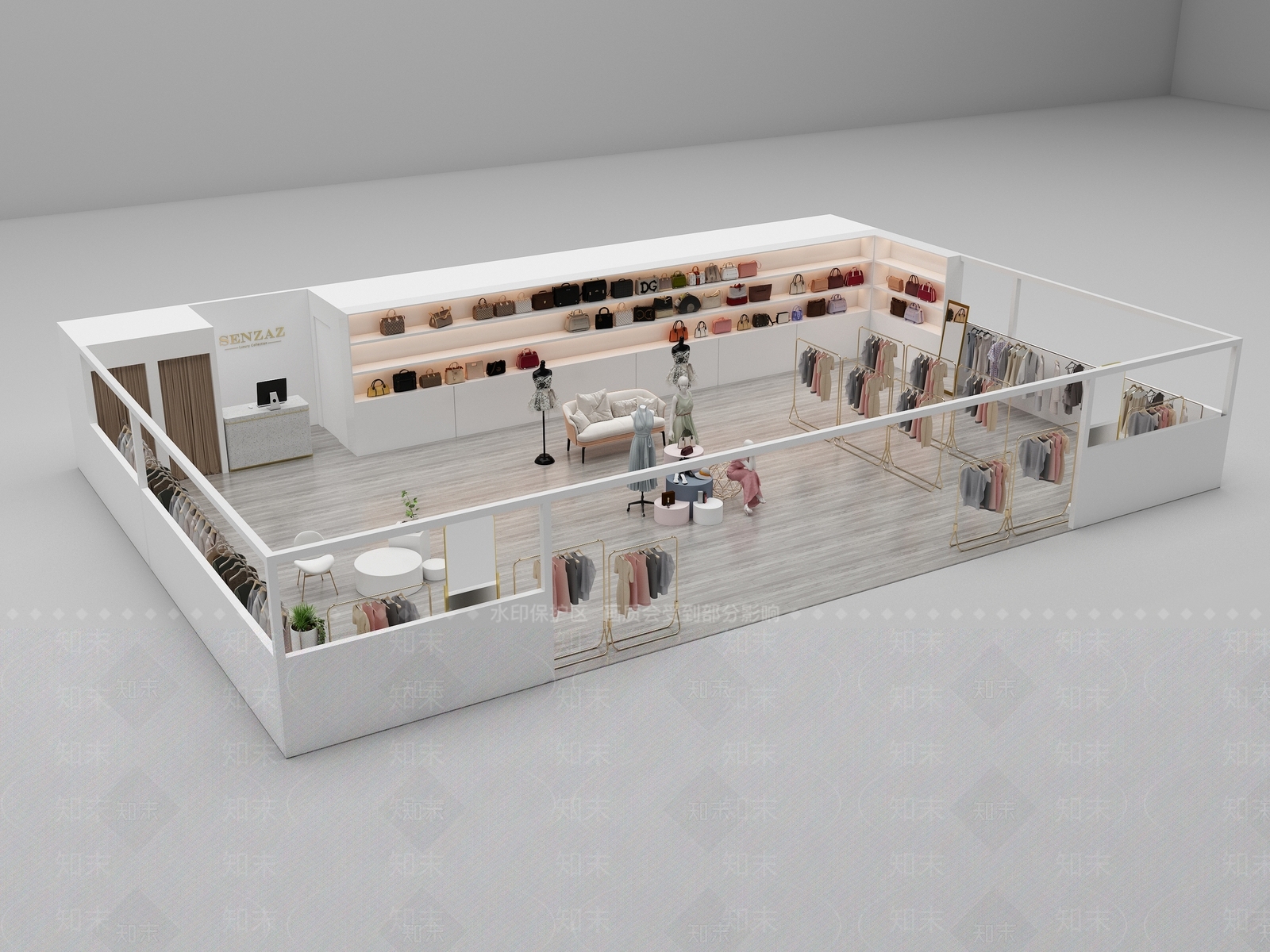 现代服装店3D模型下载【ID:1149632644】