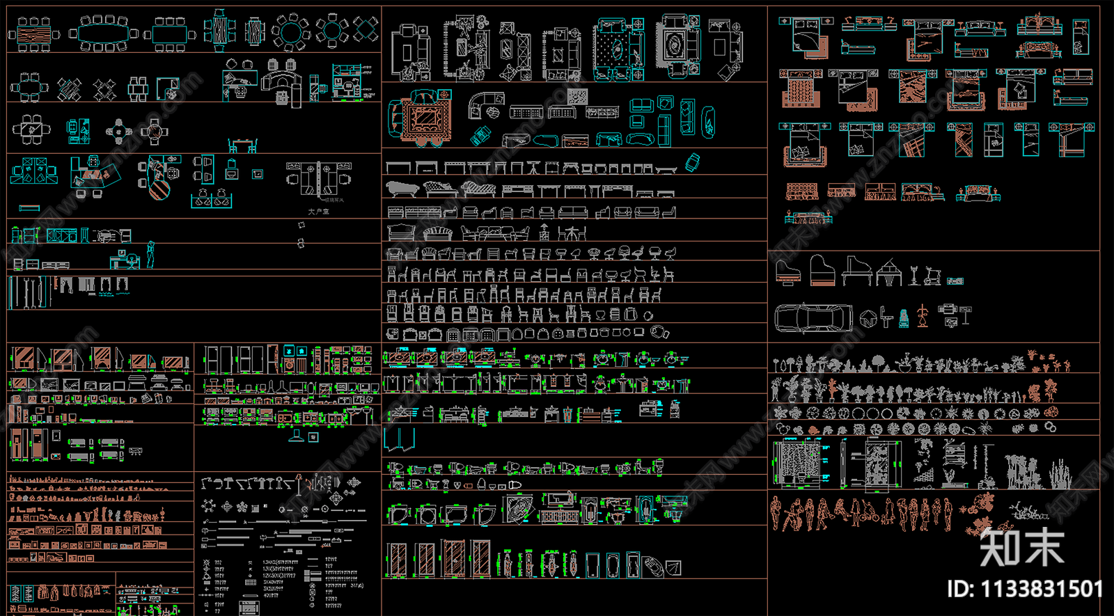 室内家具摆件楼梯厨卫施工图下载【ID:1133831501】