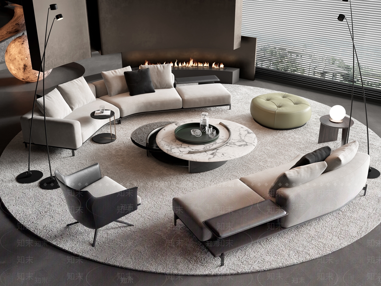 现代沙发茶几组合3D模型下载【ID:1133832665】