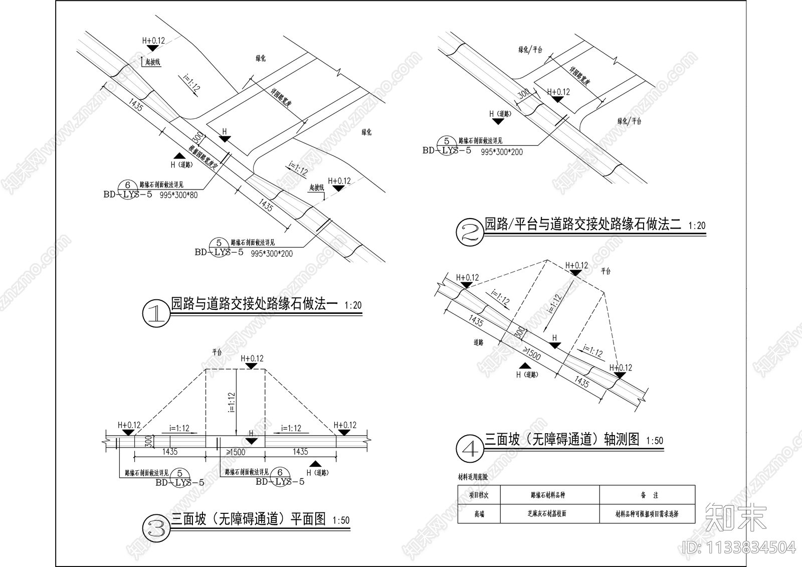 道路路缘石做法标准cad施工图下载【ID:1133834504】