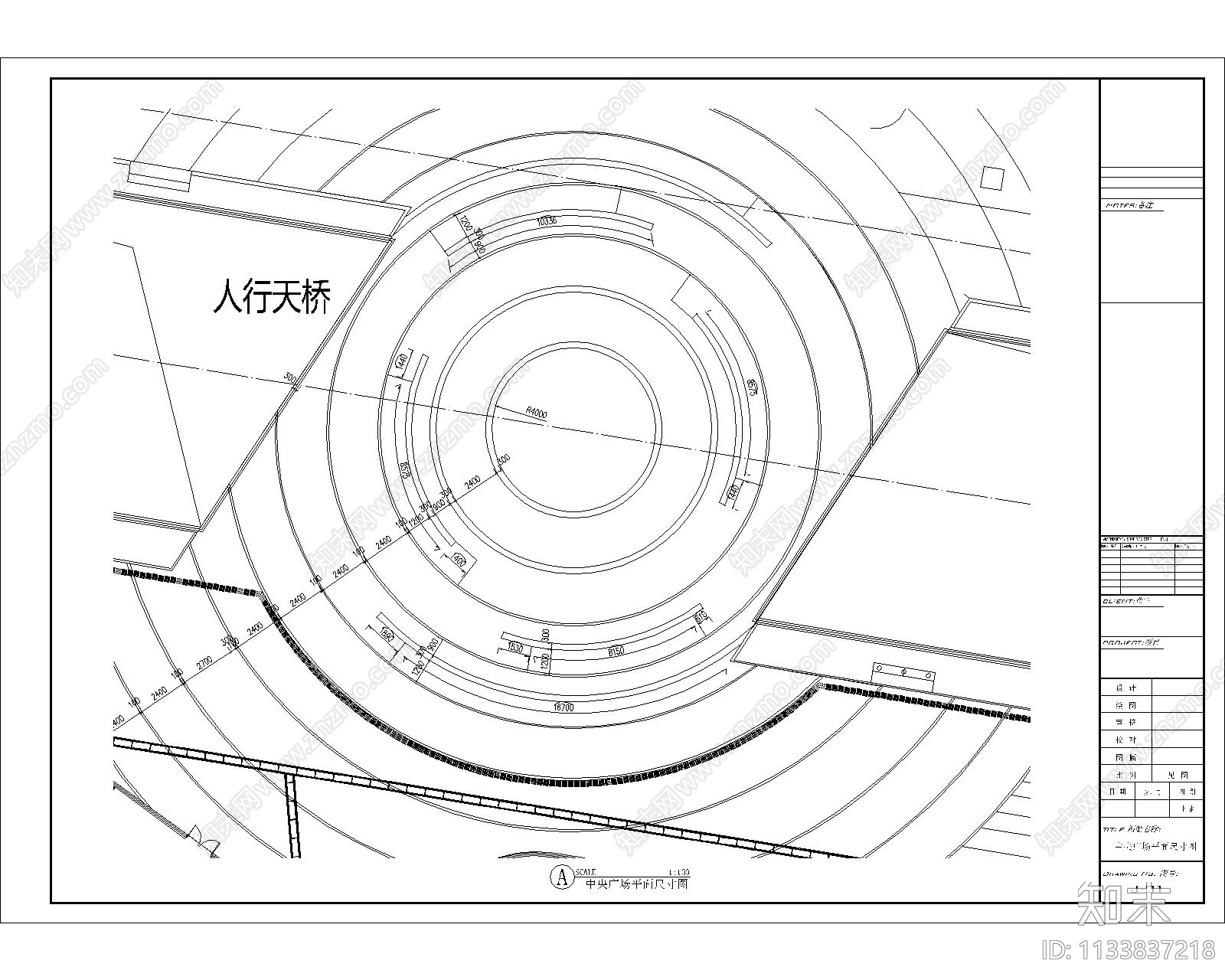 中央广场景观平面布置图cad施工图下载【ID:1133837218】