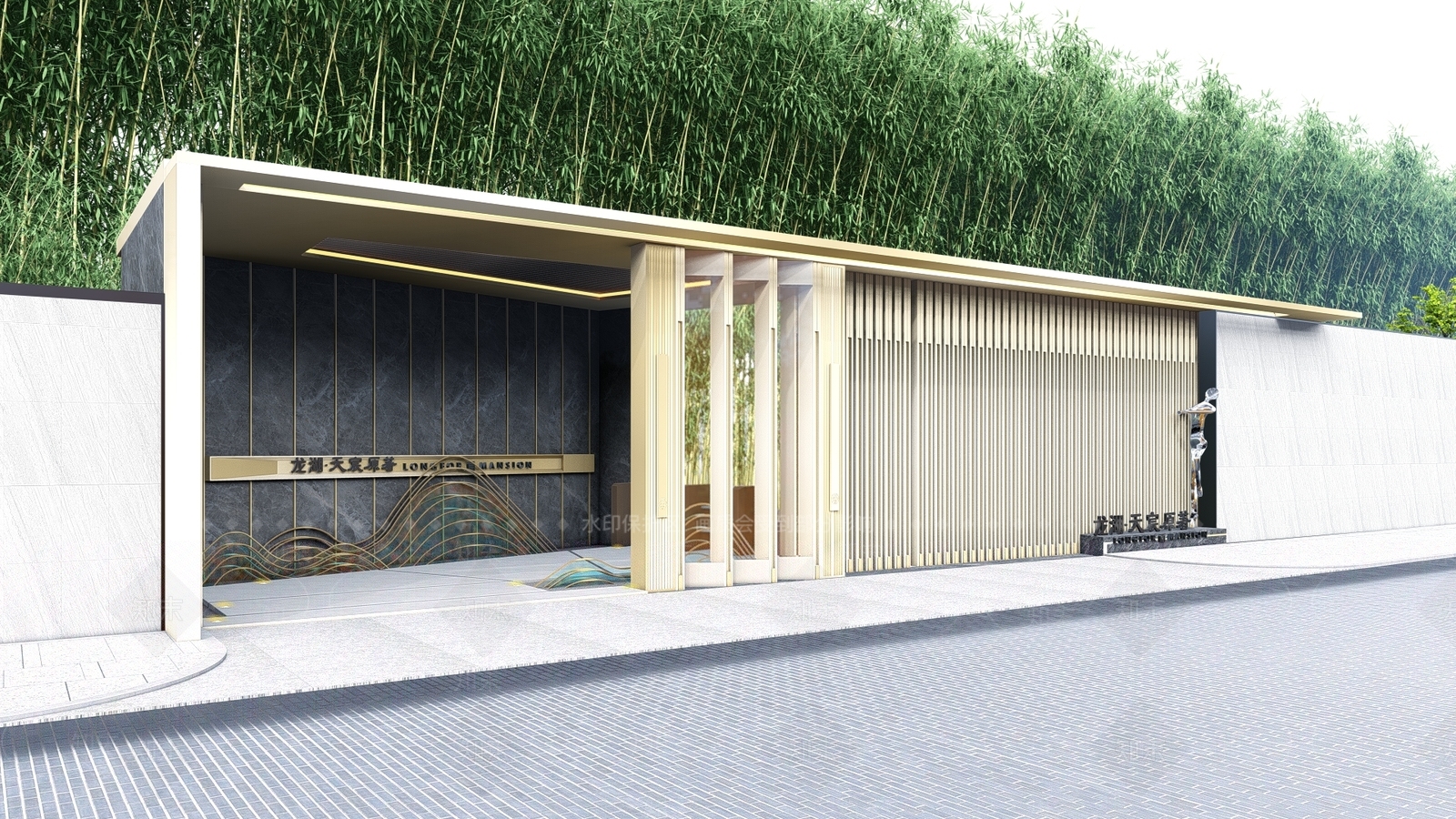 现代居住区入口大门SU模型下载【ID:1133837424】