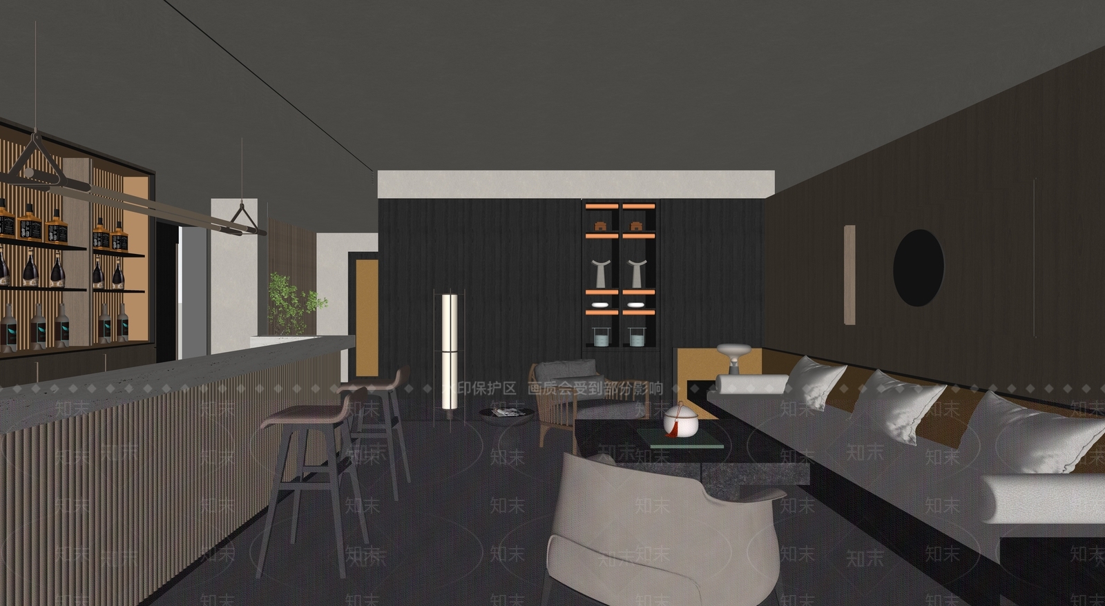 现代酒店休闲区SU模型下载【ID:1133838367】