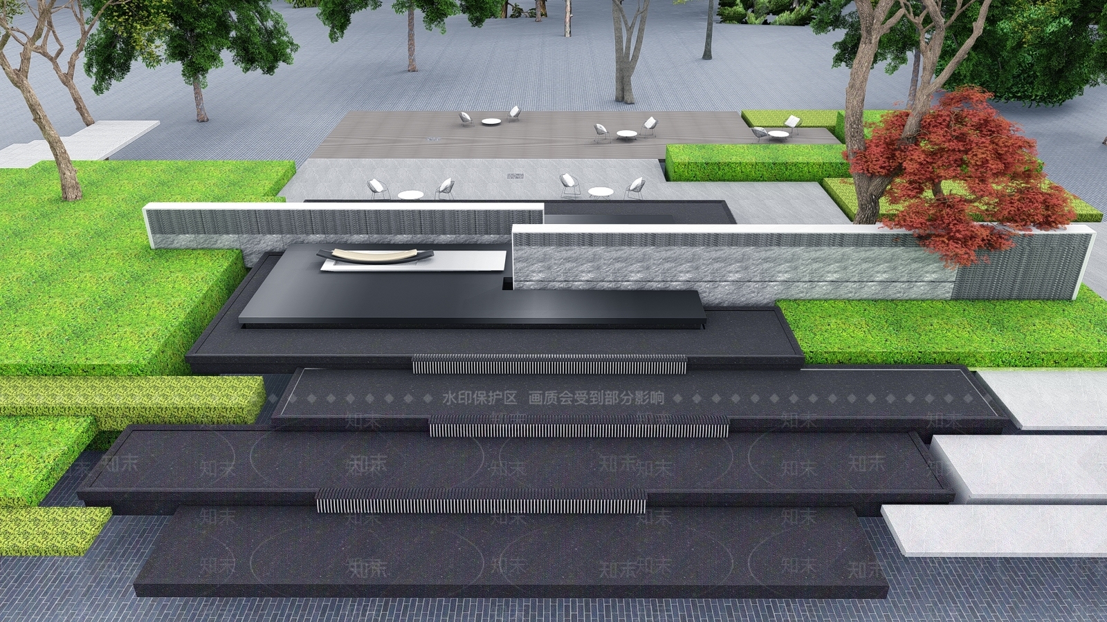 现代小区台阶景观SU模型下载【ID:1133838689】
