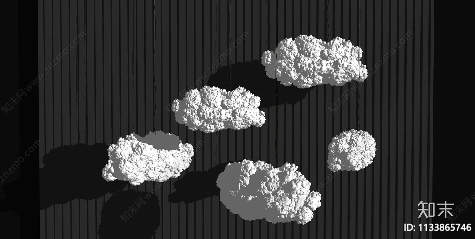 现代云朵吊灯SU模型下载【ID:1133865746】