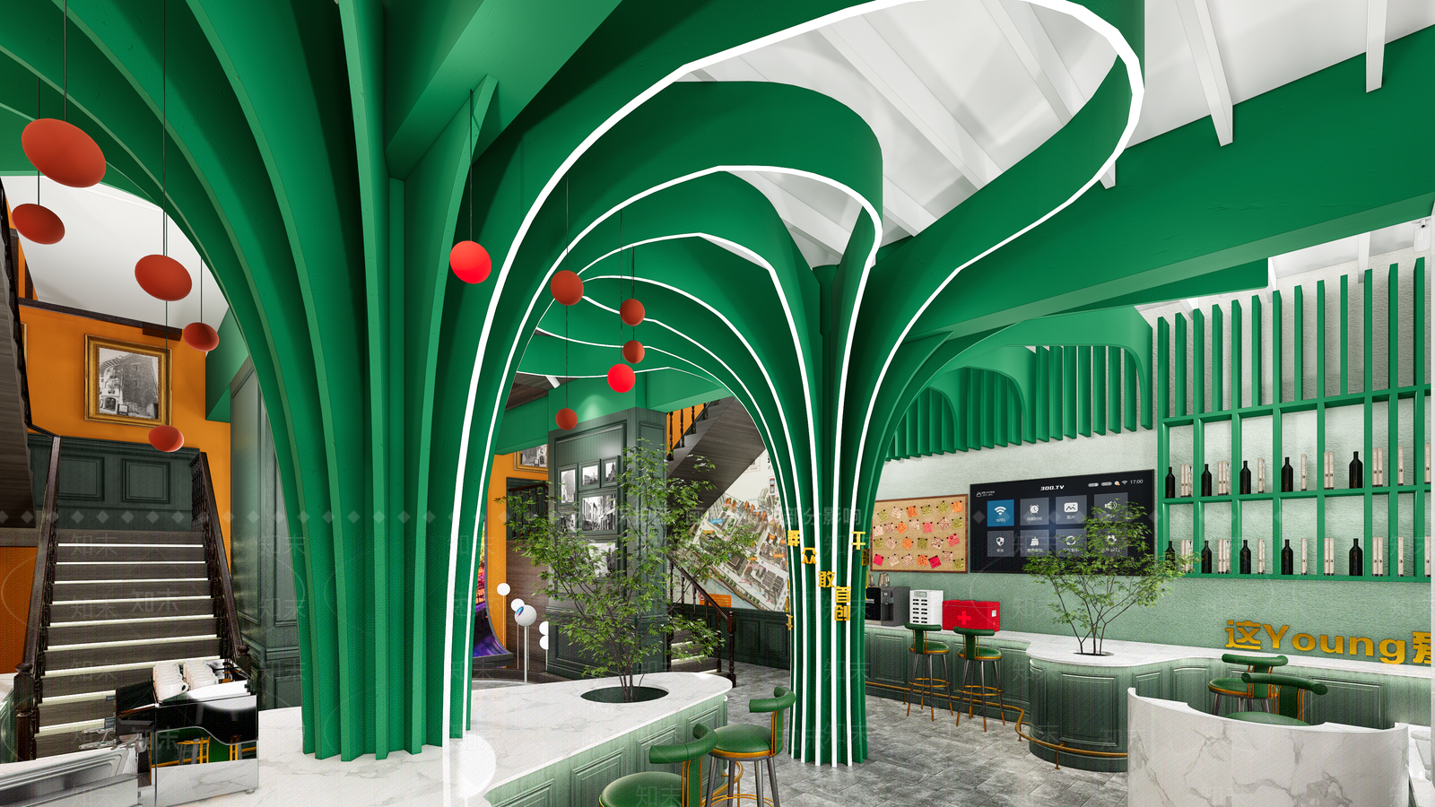 欧式复古咖啡厅SU模型下载【ID:1133846071】