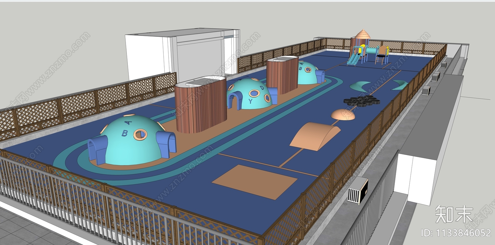 现代幼儿园屋顶花园SU模型下载【ID:1133846052】