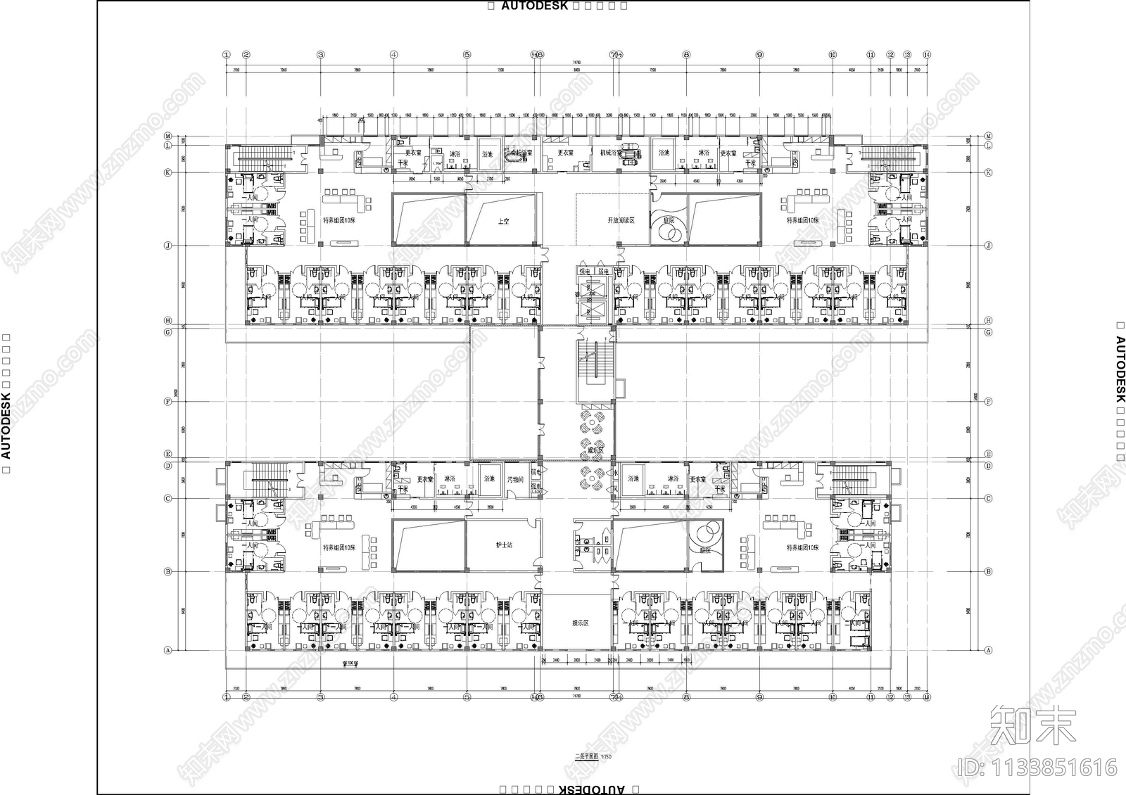 三层养老院建筑cad施工图下载【ID:1133851616】