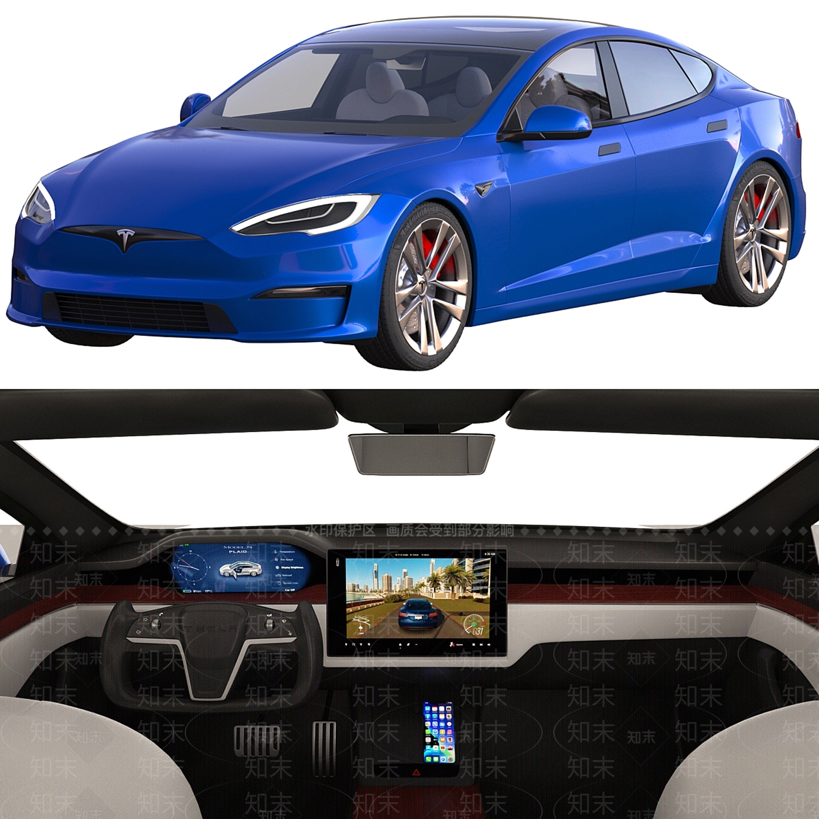 特斯拉电动汽车3D模型下载【ID:1133854408】