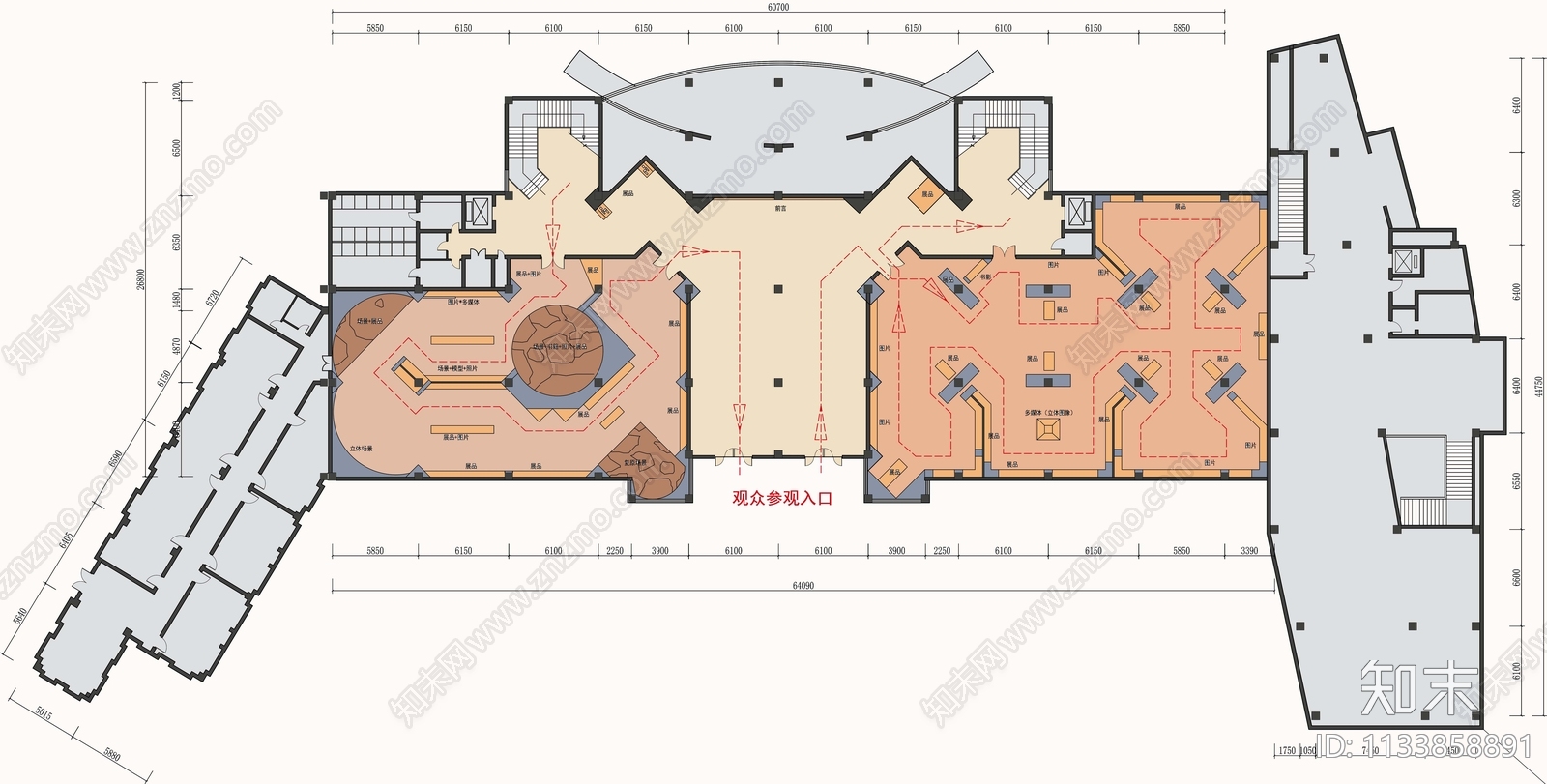 雅安市博物馆平面图施工图下载【ID:1133858891】