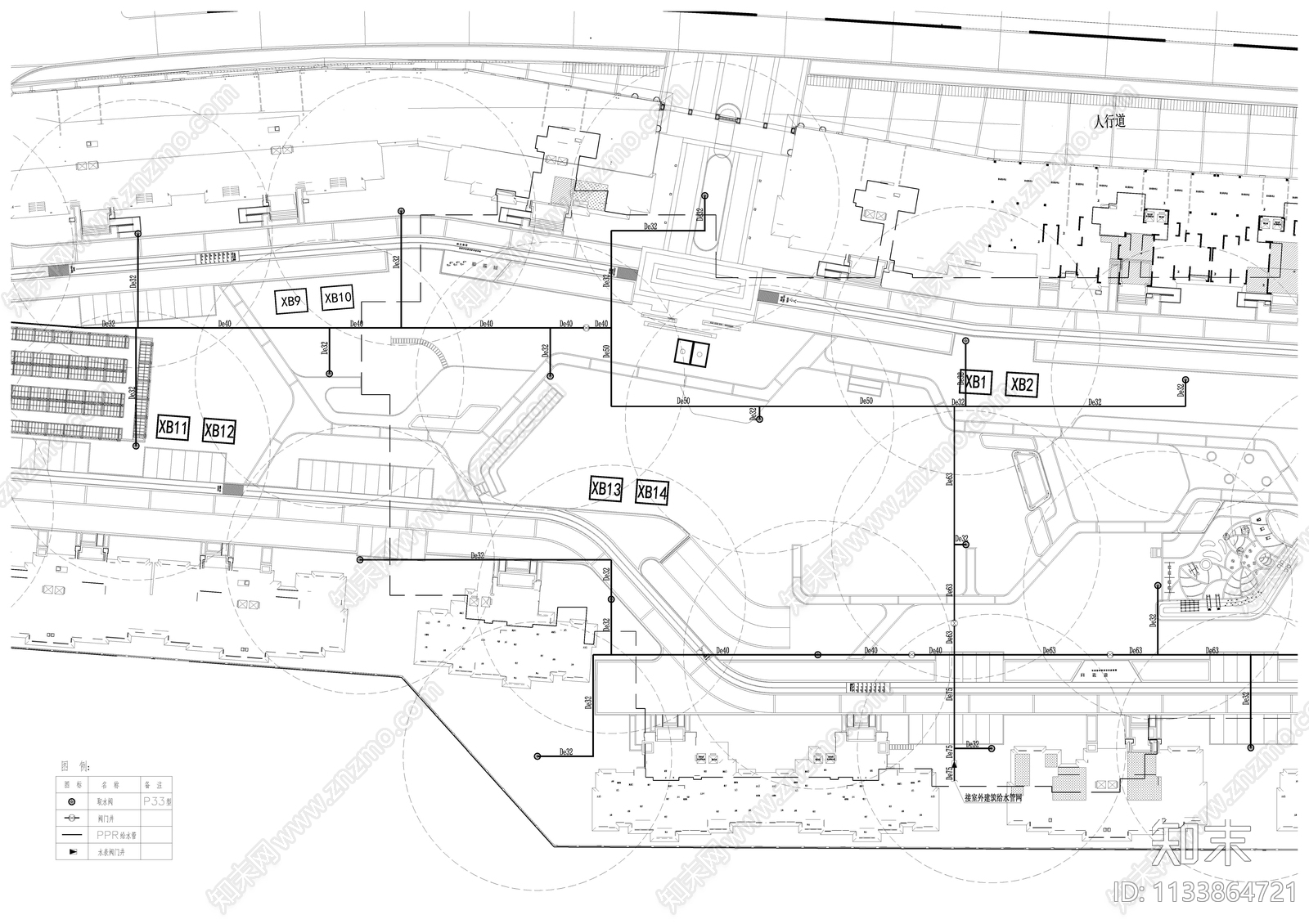 某小区景观给水平面图cad施工图下载【ID:1133864721】