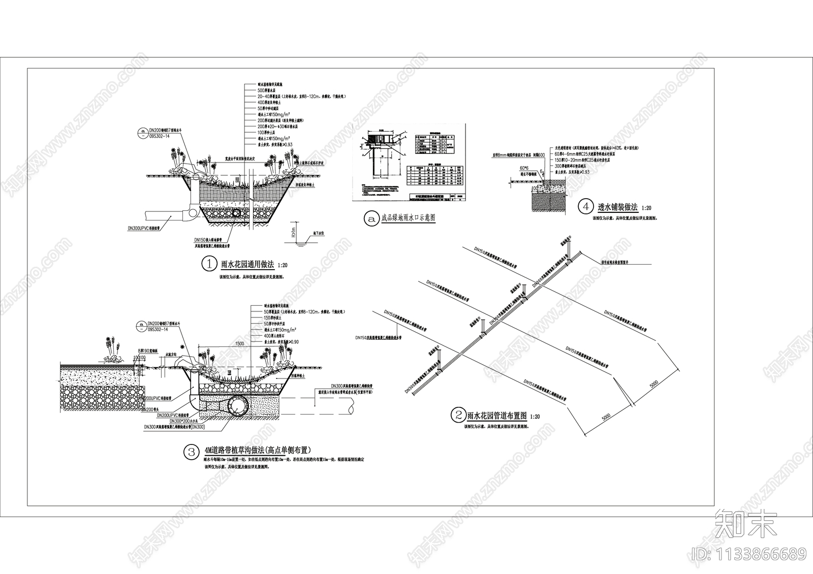 雨水花园及植草沟施工图下载【ID:1133866689】