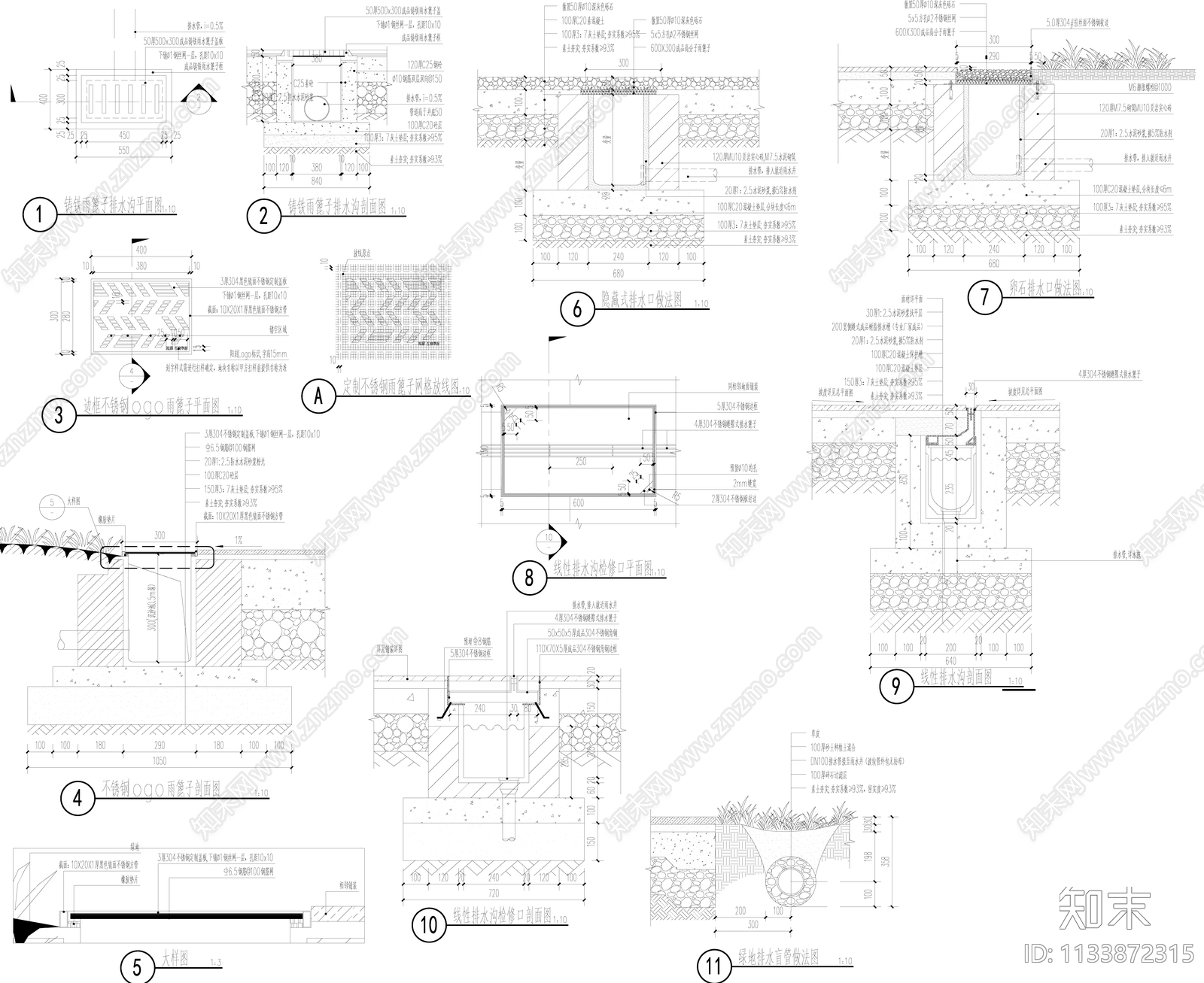 排水沟排水口详图施工图下载【ID:1133872315】